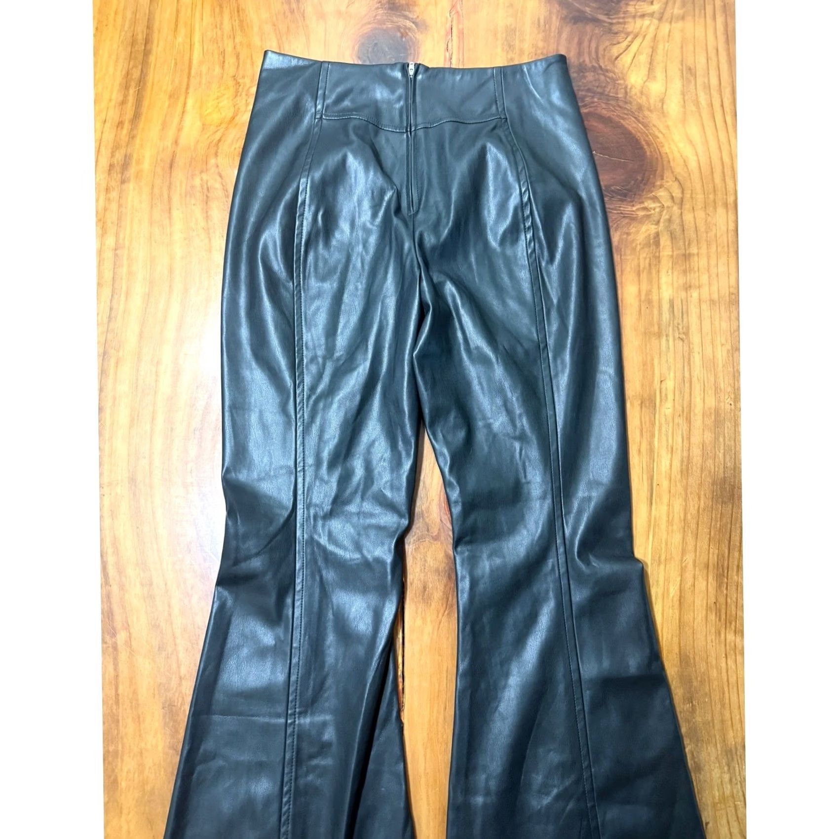 Free People Free People We the Free Pants 33 The Real Deal Vegan Faux Leather Flare Slit Zip WW12 Womens Size 24" / US 00 / IT 34 - 8 Thumbnail