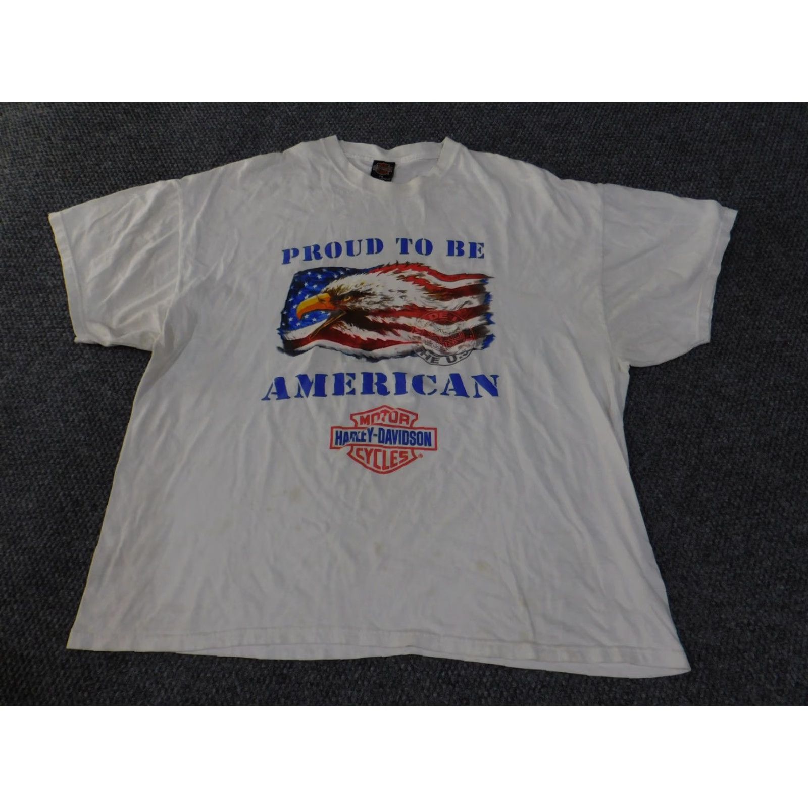 Harley Davidson VINTAGE Harley-Davidson Shirt Mens 2XL Proud To Be American Eagle USA 90s Tee Size US XXL / EU 58 / 5 - 3 Thumbnail