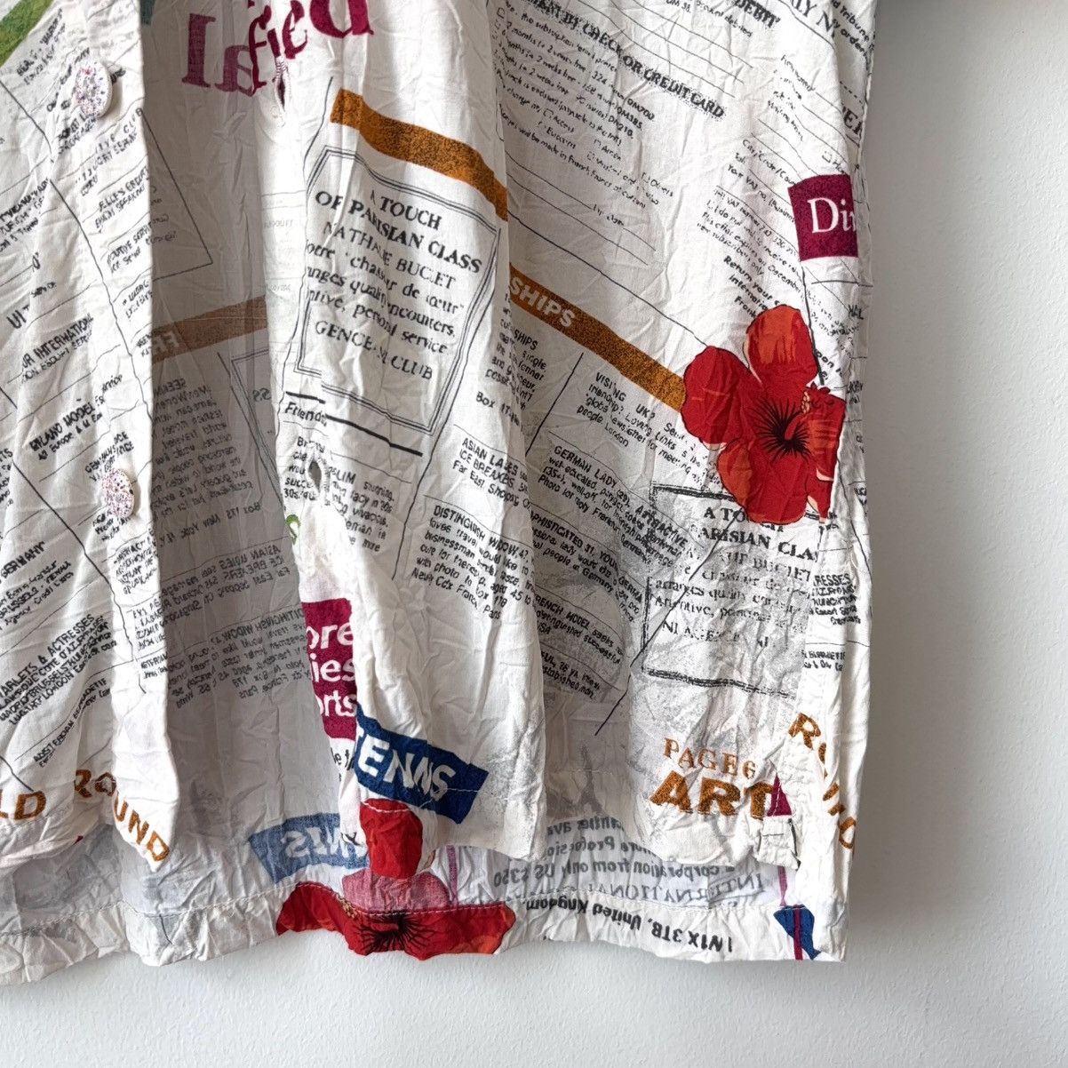 Jams World Vintage International Classified Newspaper Hawaiian Shirt Size US M / EU 48-50 / 2 - 8 Thumbnail