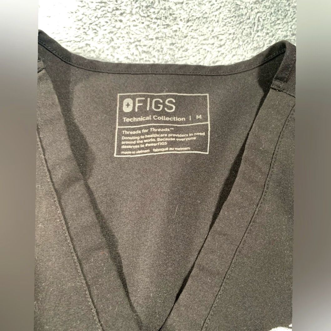 Vintage FIGS Blouse Black Medium Top Women Size M / US 6-8 / IT 42-44 - 3 Thumbnail