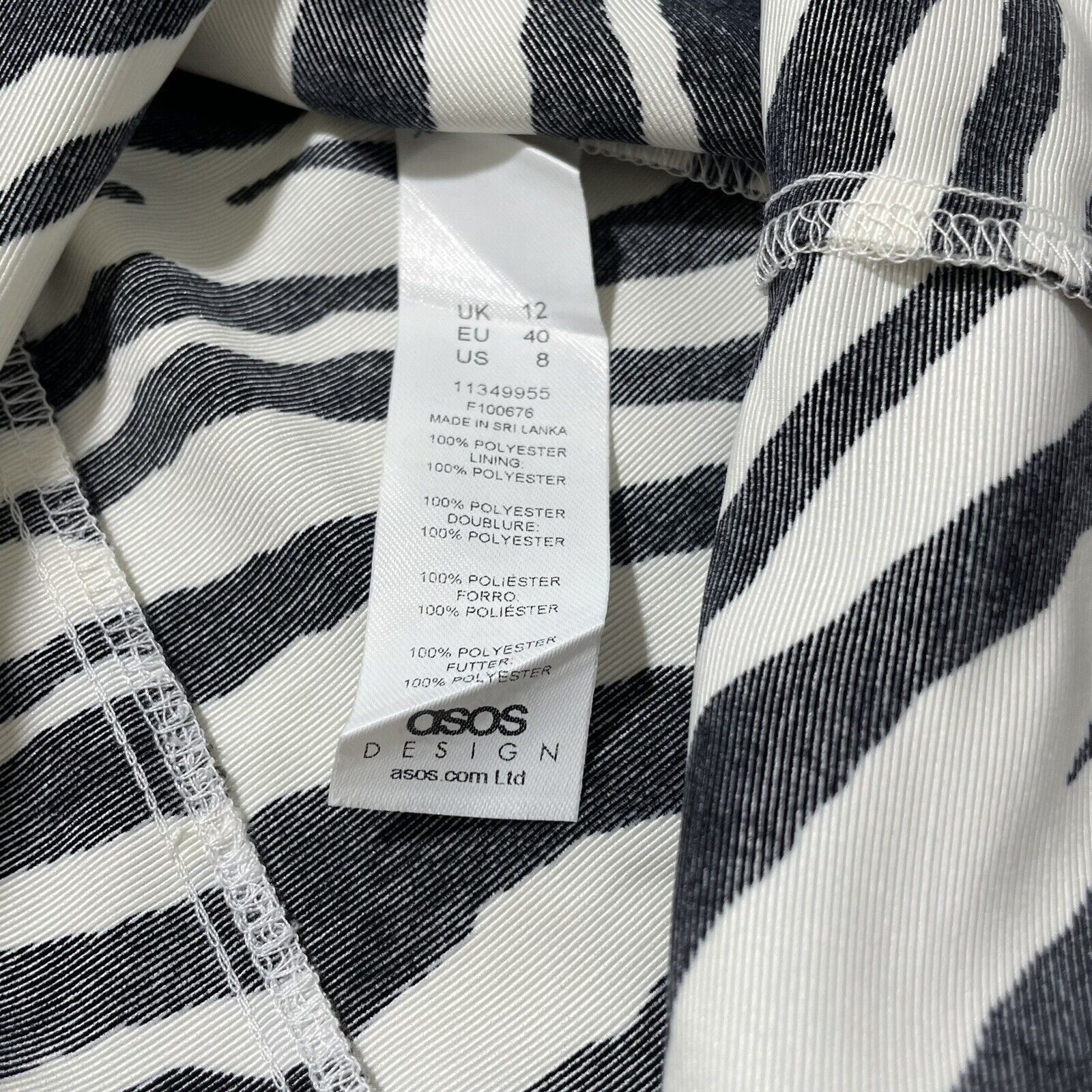 Asos ASOS Black White Zebra Structured Mini Dress Square Neck Size M / US 6-8 / IT 42-44 - 3 Thumbnail