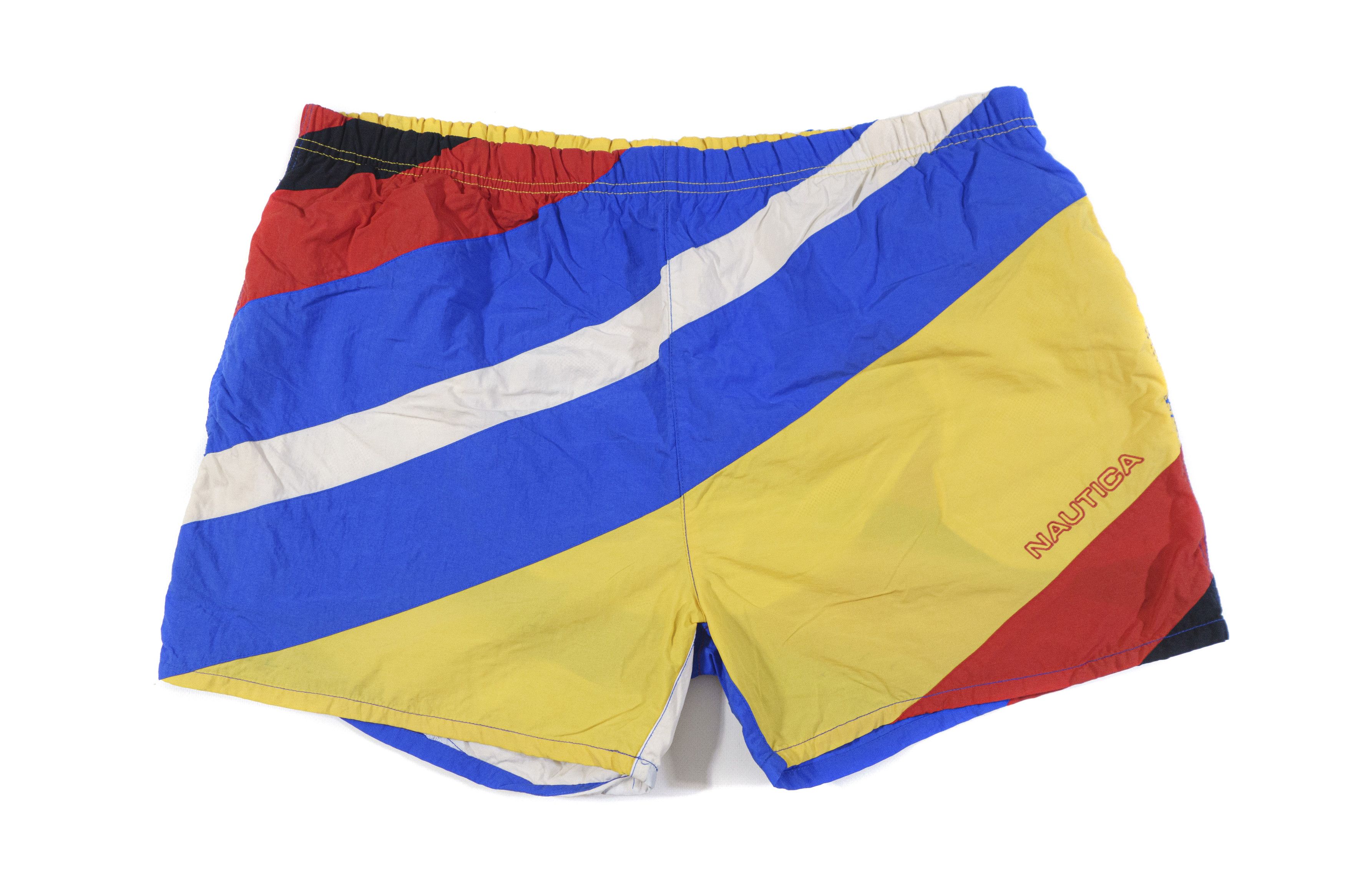 Nautica 90S Multicolor Nylon Swim Shorts Size US 36 / EU 52 - 1 Thumbnail