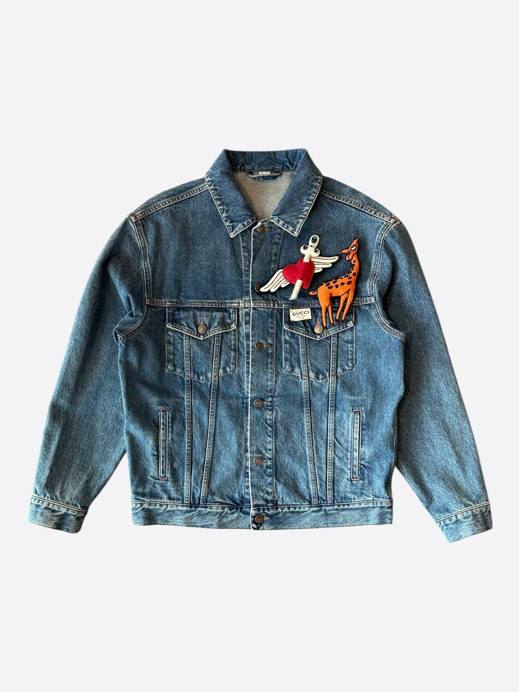 Gucci Gucci Blue & Multicolor Embroidered Patches Denim Jacket Size US S / EU 44-46 / 1 - 1 Thumbnail