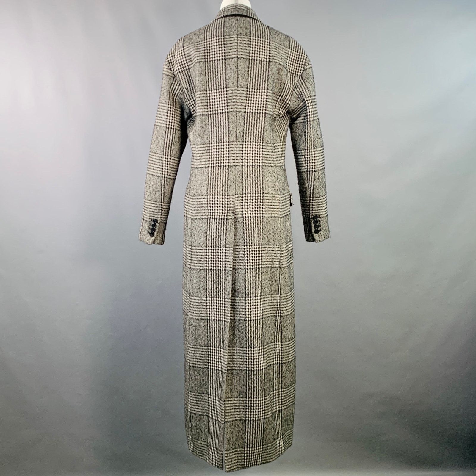 Michael Kors Size S Black White Wool Blend Plaid Double Breasted Coat Size S / US 4 / IT 40 - 4 Thumbnail
