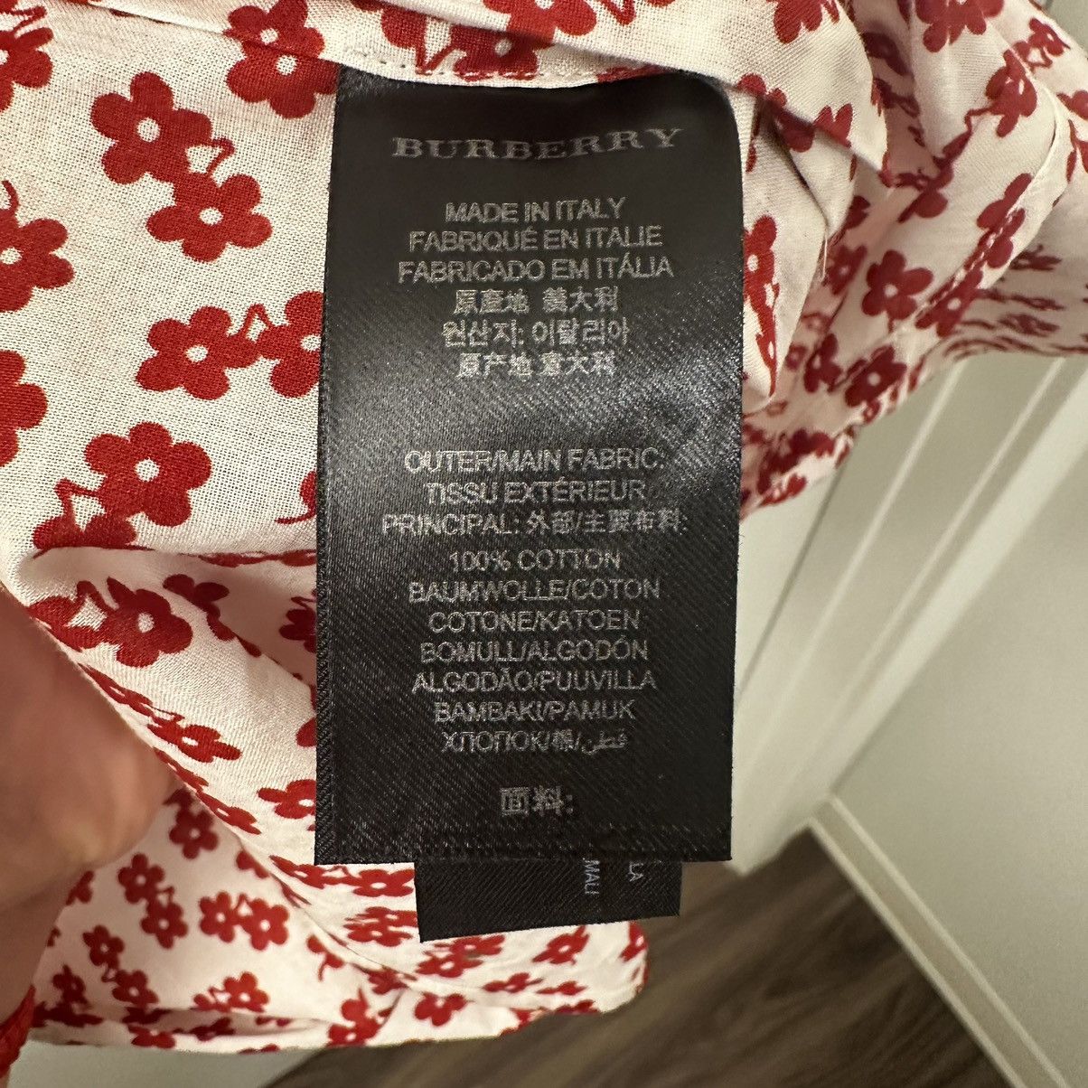 Burberry Rare Burberry Prorsum Red Flower Print Short Sleeve Shirt Size US S / EU 44-46 / 1 - 8 Thumbnail