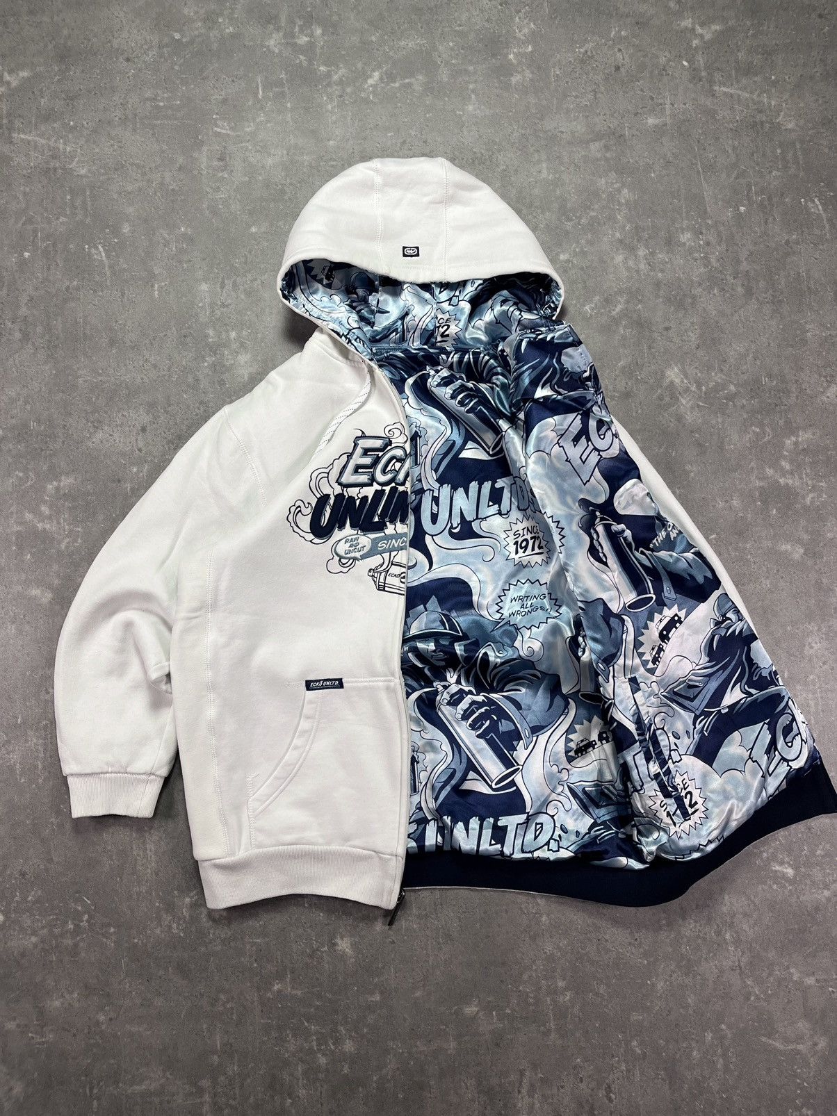 Ecko Unltd. 00s Ecko Unltd. Reversible AOP Printed Baggy Zip Hoodie XXL Size US XXL / EU 58 / 5 - 15 Thumbnail