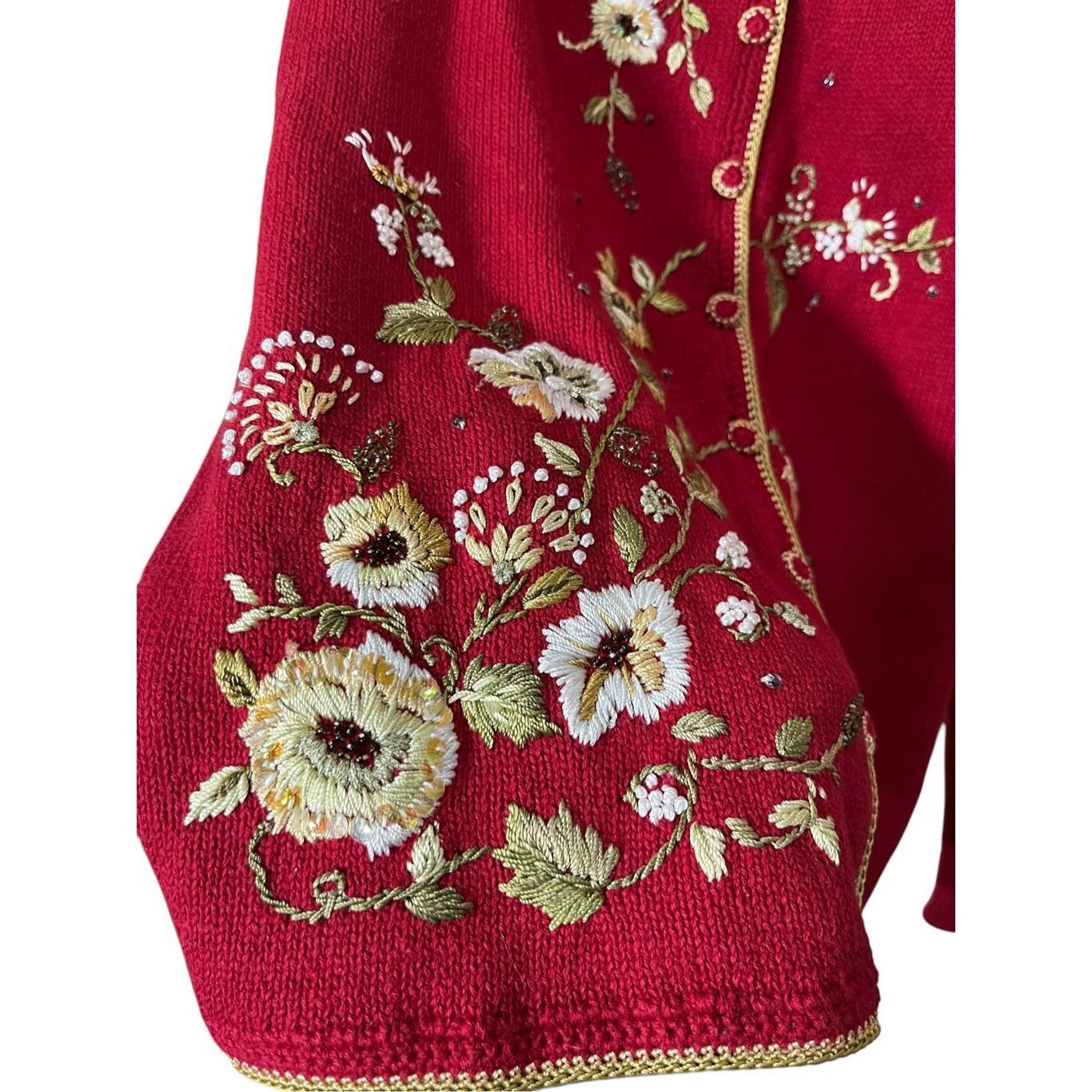 Other Vintage Heirloom Collectibles Red Embroidered Cardigan Sweater Size S Size S / US 4 / IT 40 - 4 Thumbnail