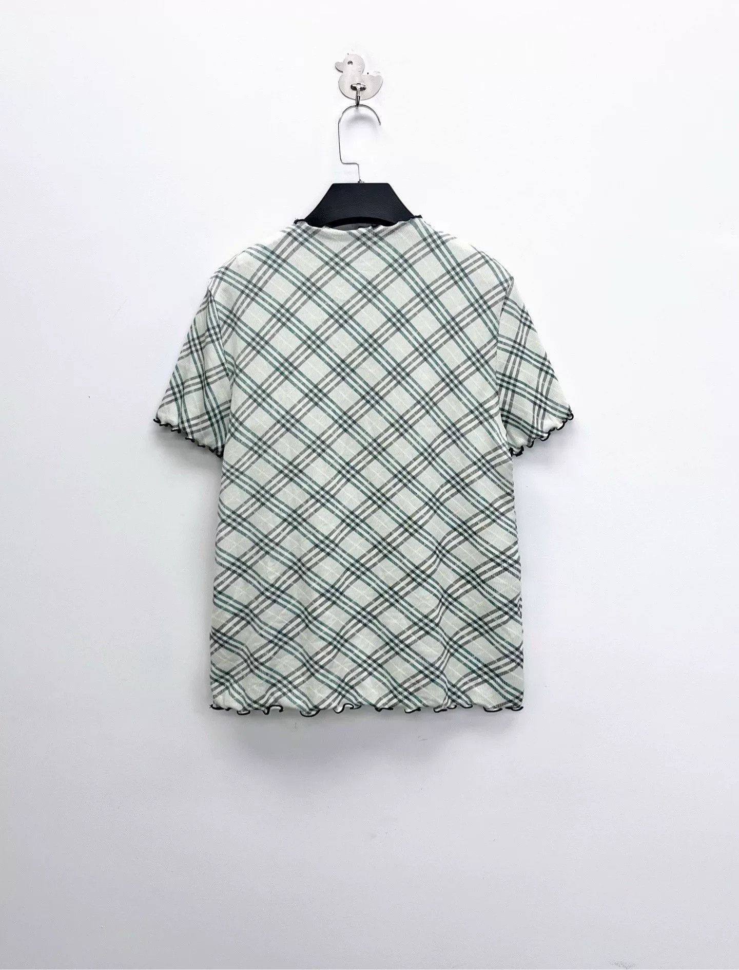 Burberry Burberry Light Green Check Ruffle Collar Short Sleeve Size US S / EU 44-46 / 1 - 2 Thumbnail