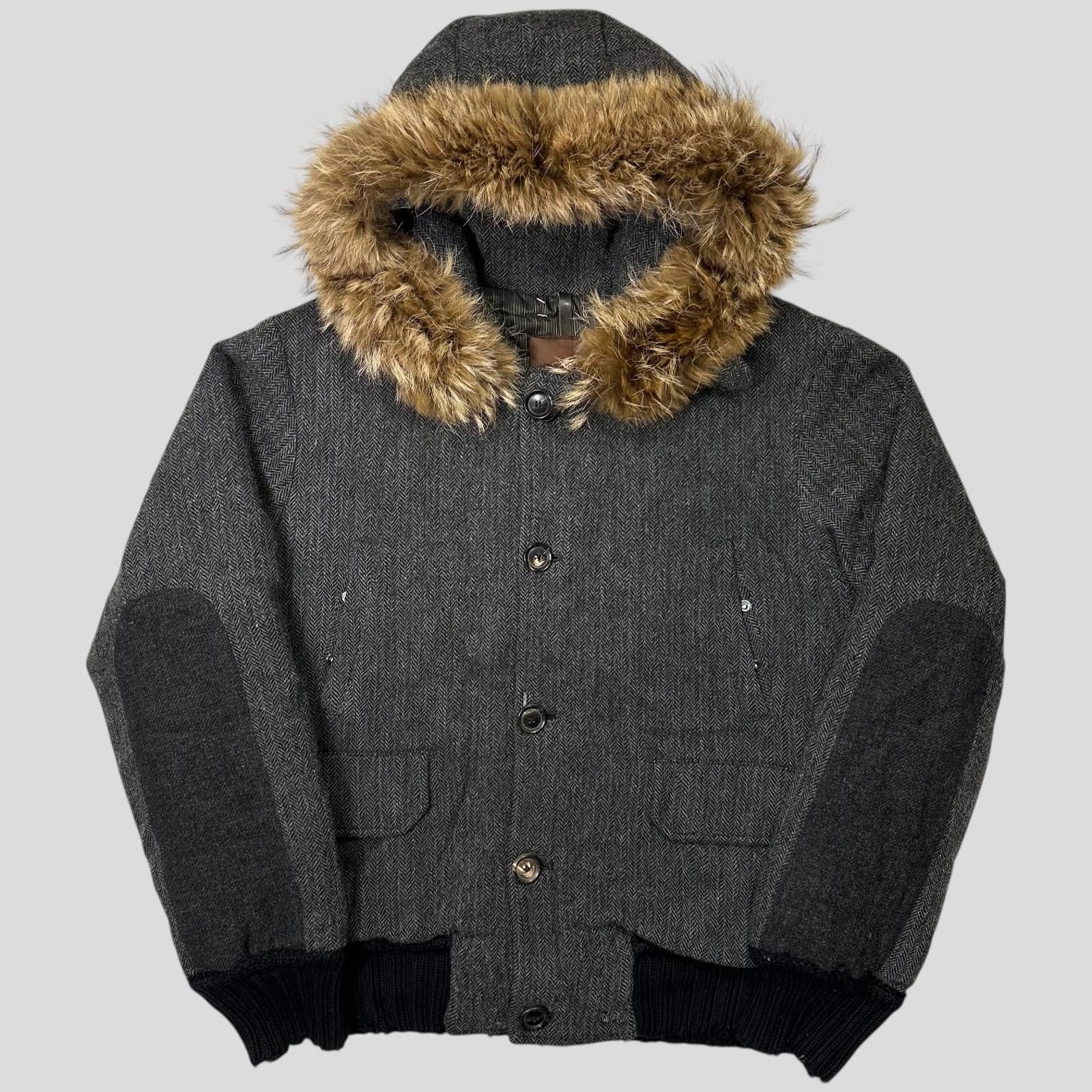 Moncler Moncler 00’s Herringbone Wool Down Detachable Fur Jacket - L Size US L / EU 52-54 / 3 - 1 Thumbnail