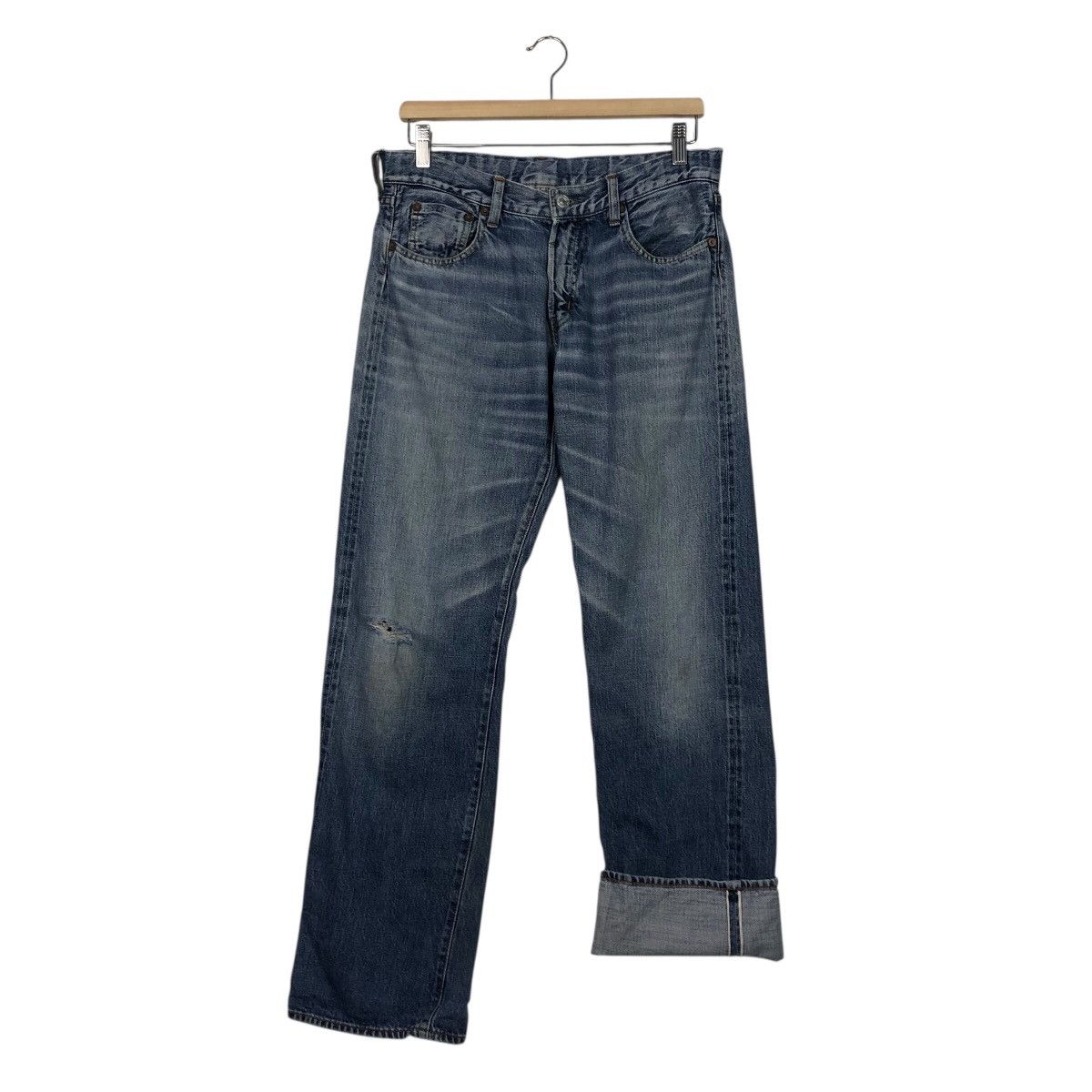 Japanese Brand Denim & Dungaree Distressed Straight Fit Sanforized Denim Size 32" / US 10 / IT 46 - 16 Thumbnail