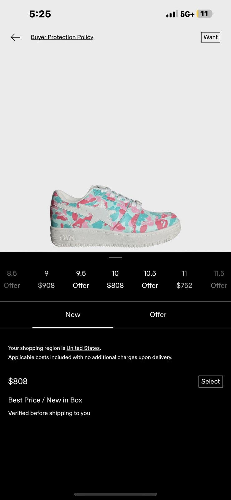 Bape BAPESTA LOW M2 MIAMI 1ST ANNIVERSARY Size US 10 / EU 43 - 12 Thumbnail