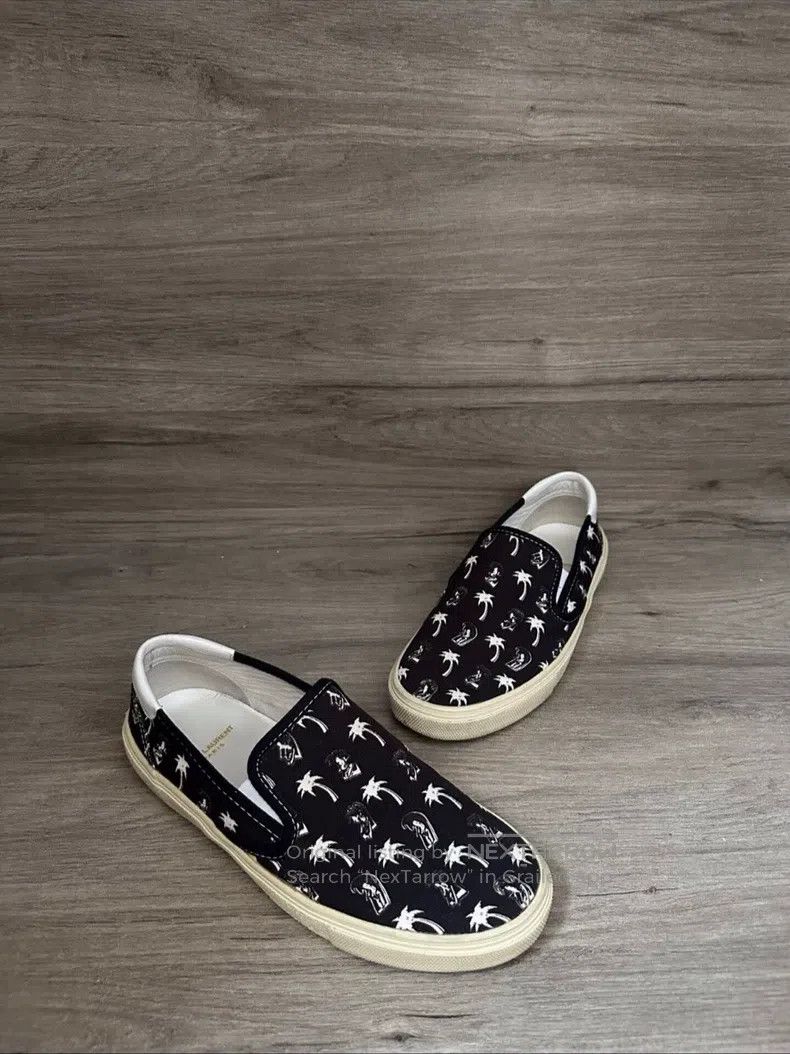 Saint Laurent Paris Saint Laurent Paris Black Palm Tree Low Top Sneakers Size US 7.5 / EU 40-41 - 1 Thumbnail
