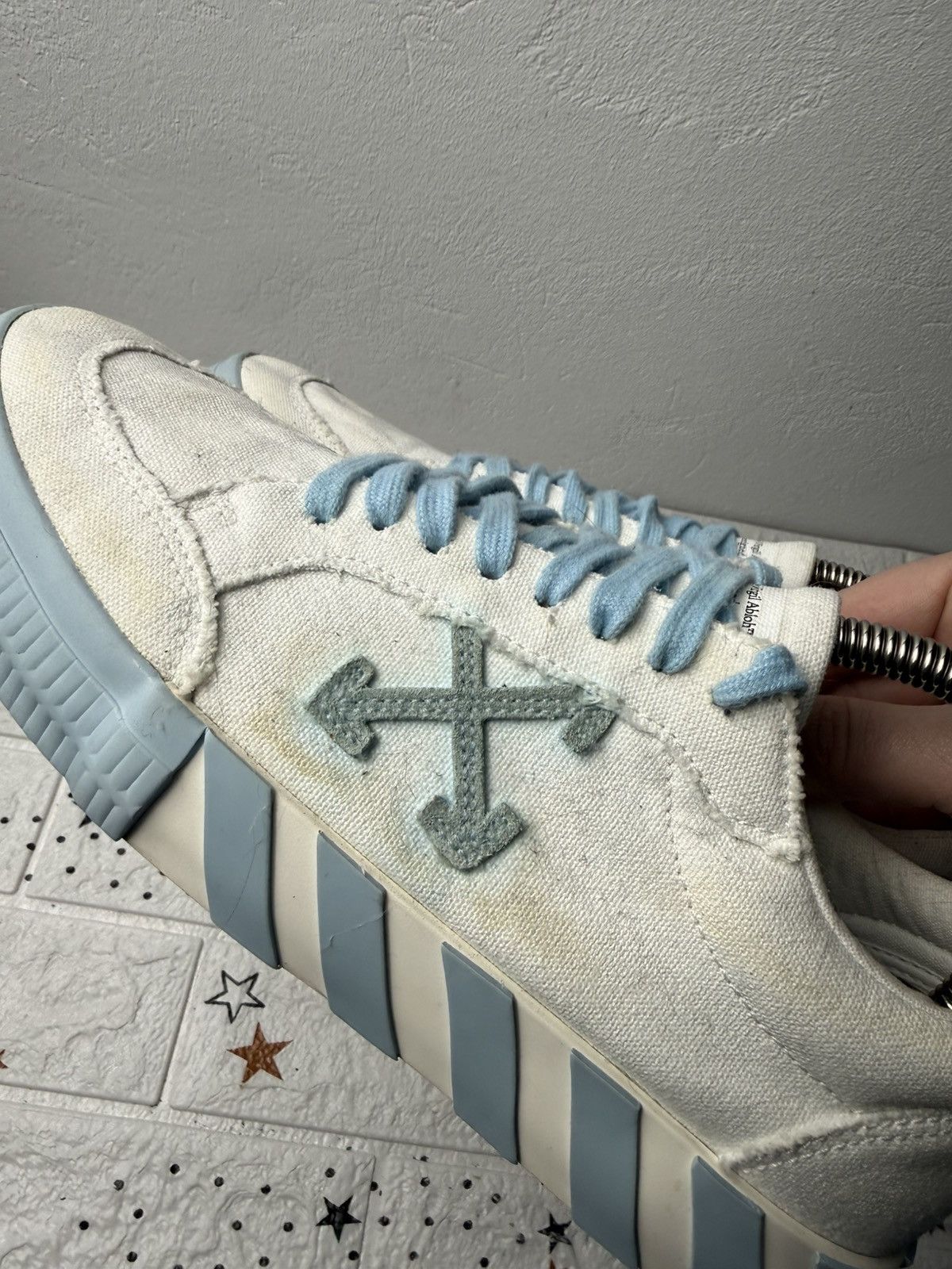 Off-White Off-White Low Vulcanized Canvas White/Blue US7 UK6.5 EUR41 Size US 7 / EU 40 - 3 Thumbnail