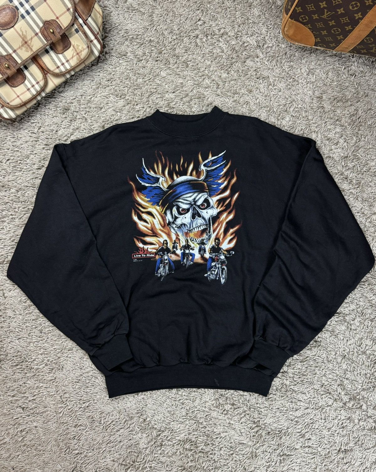 Vintage Vintage crewneck sweatshirt Bike Riders 90s original item Size US L / EU 52-54 / 3 - 1 Thumbnail