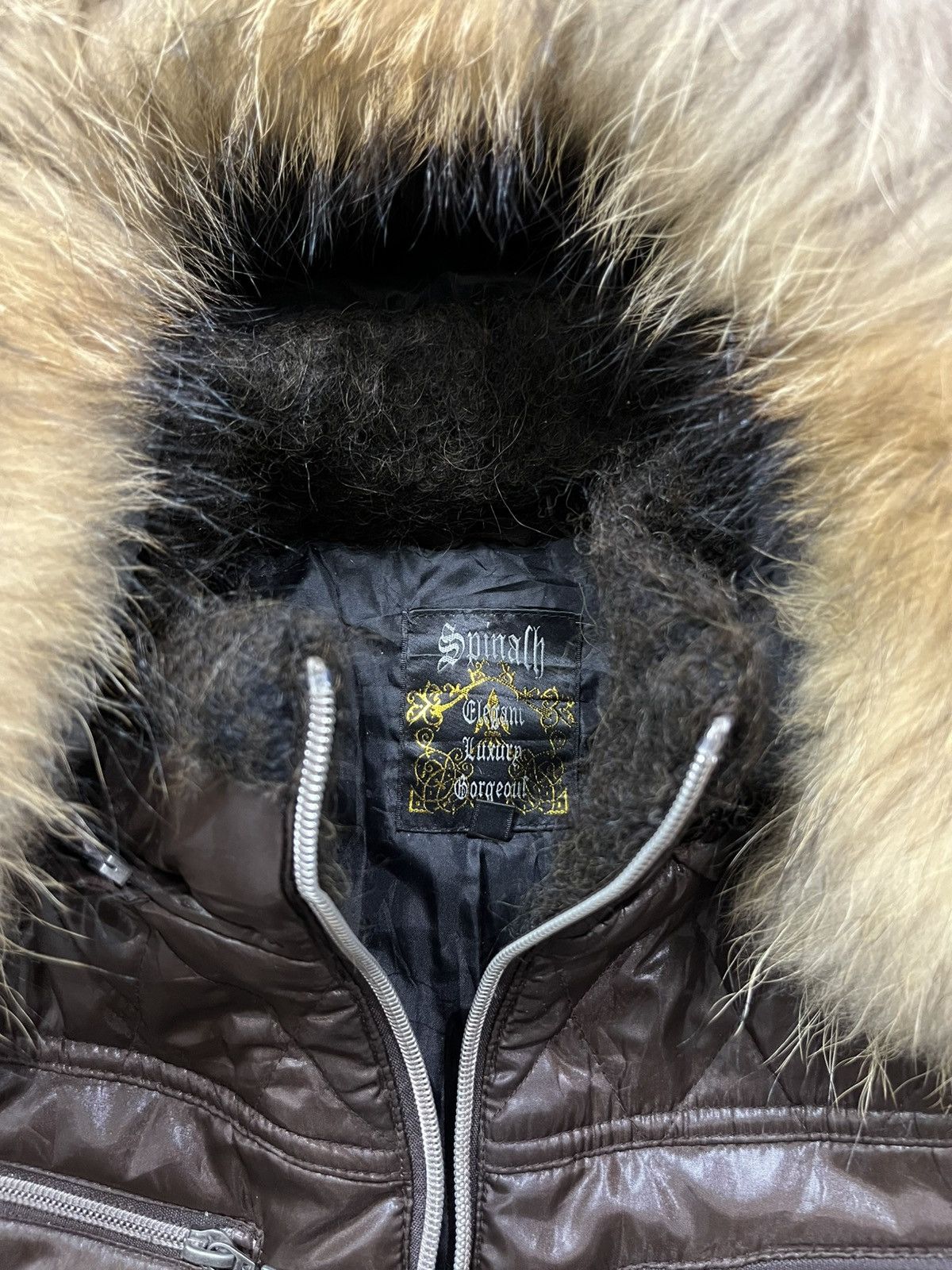 Le Grande Bleu (L.G.B.) 2000s spinach faux fur puffer rider brown jacket Size US M / EU 48-50 / 2 - 5 Thumbnail