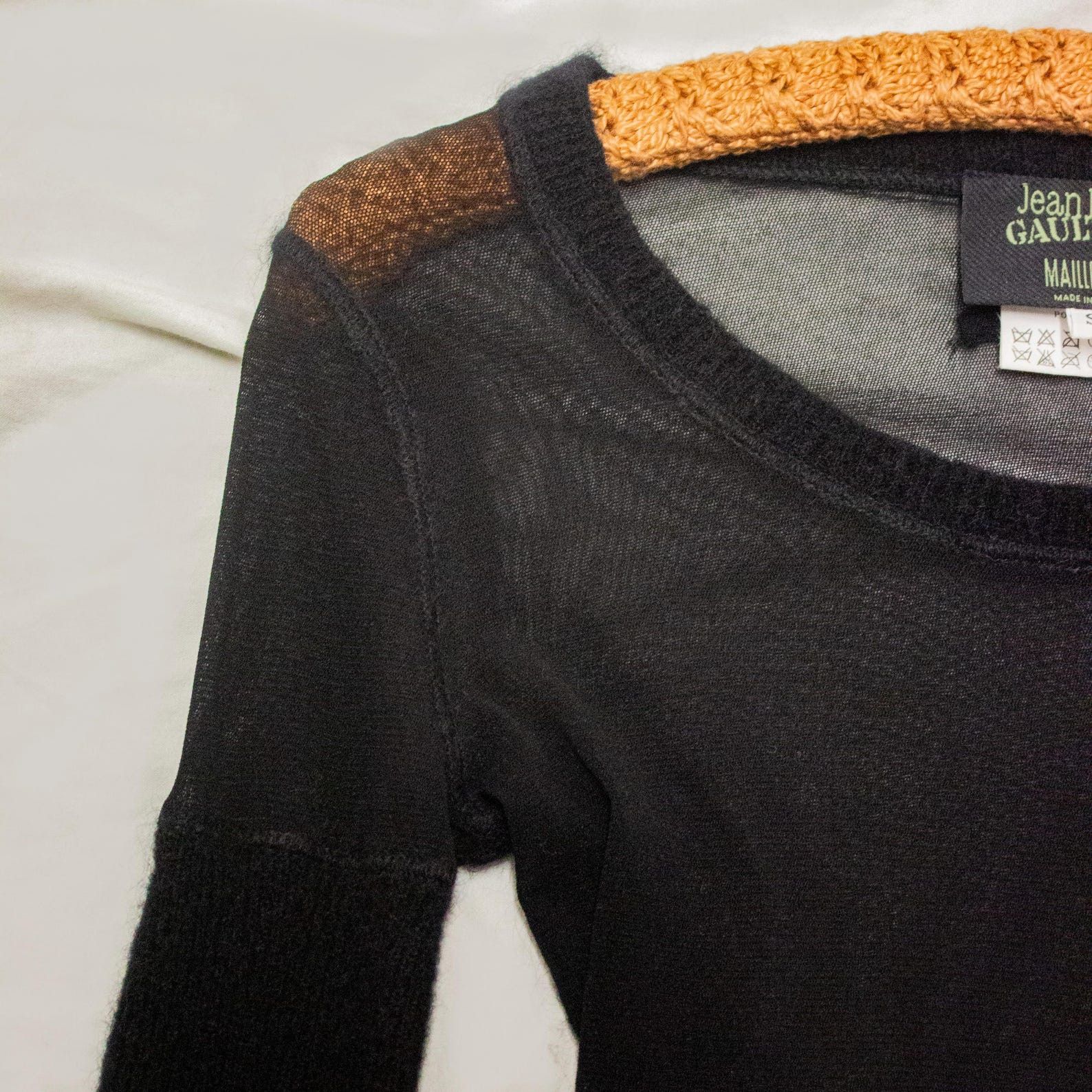 Jean Paul Gaultier Jean Paul Gaultier 90s Top: Black Nylon Mohair Sleeve (S) Size S / US 4 / IT 40 - 2 Thumbnail