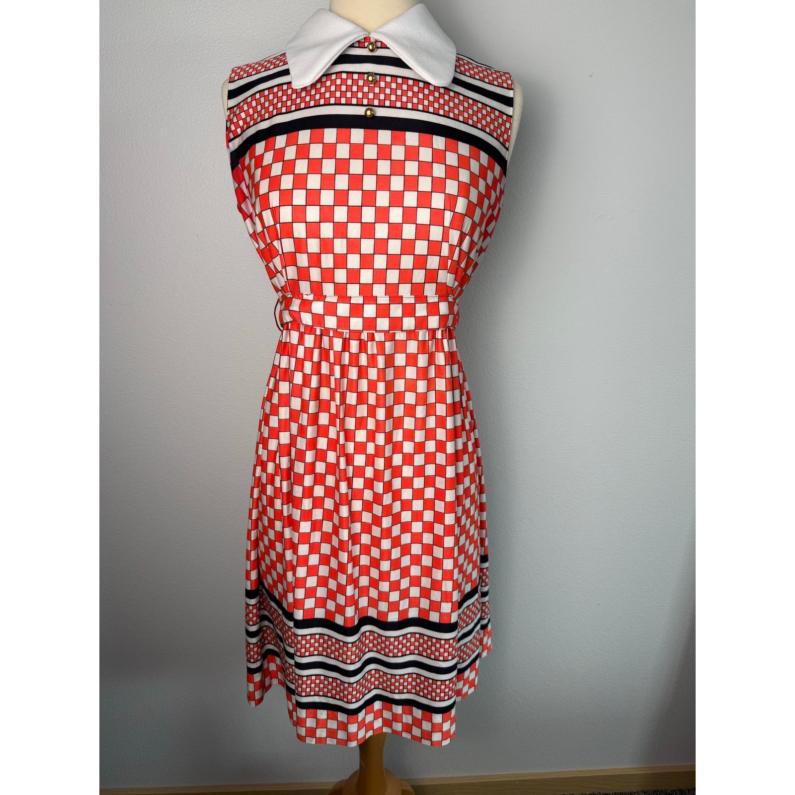 Vintage Vintage 1960s Petites by Dan Howard Peter Pan collar Dress Size L / US 10 / IT 46 - 1 Thumbnail