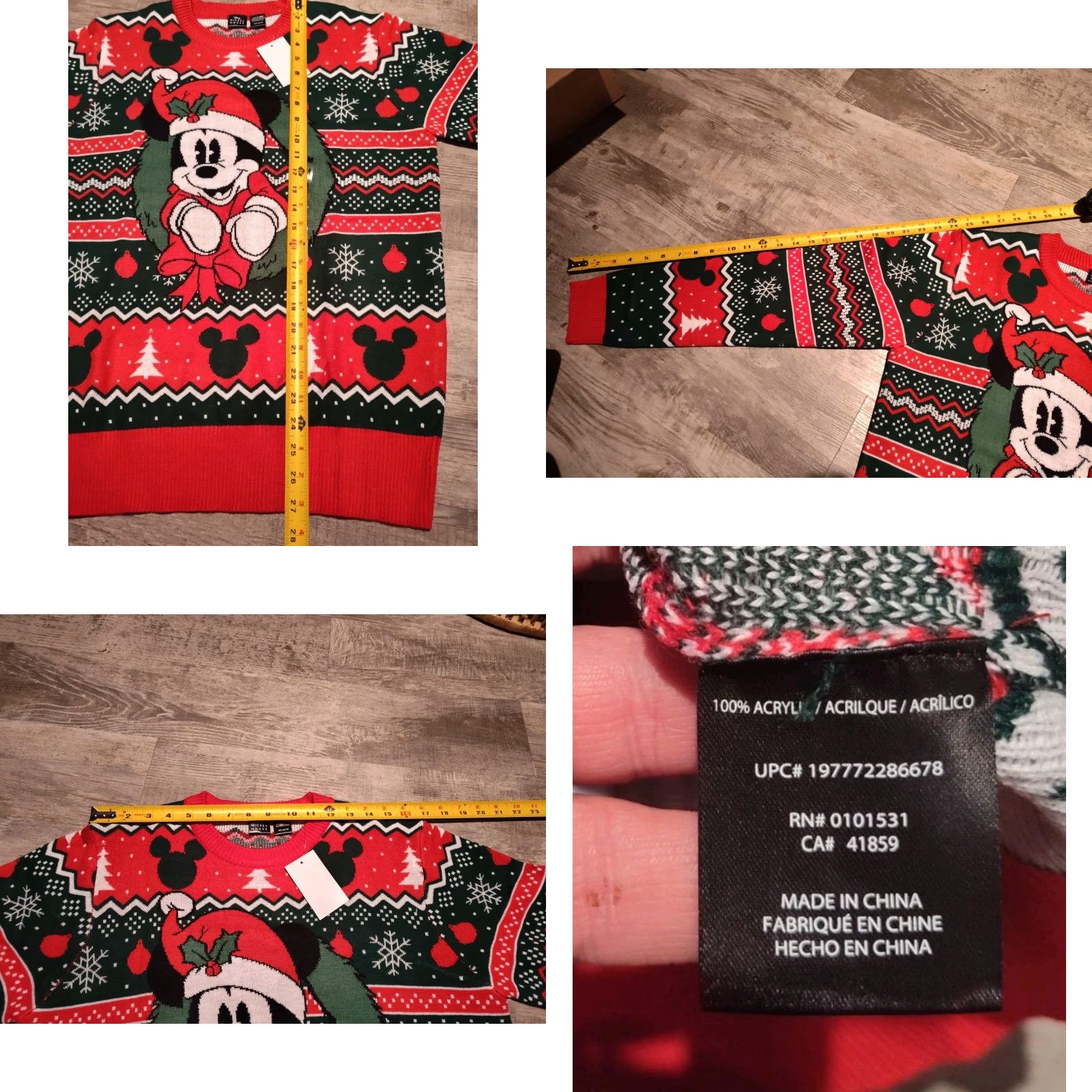 Disney VINTAGE Disney Mickey Mouse Christmas Sweater Men Medium Holiday Knit Pullover Size US M / EU 48-50 / 2 - 8 Thumbnail