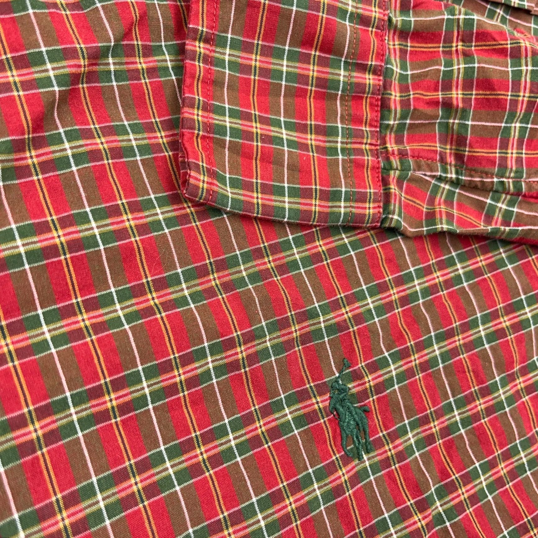 Ralph Lauren Ralph Lauren Shirt Men Medium Red Green Plaid Button Up Classic Fit Tartan Dress Size 40R - 3 Thumbnail