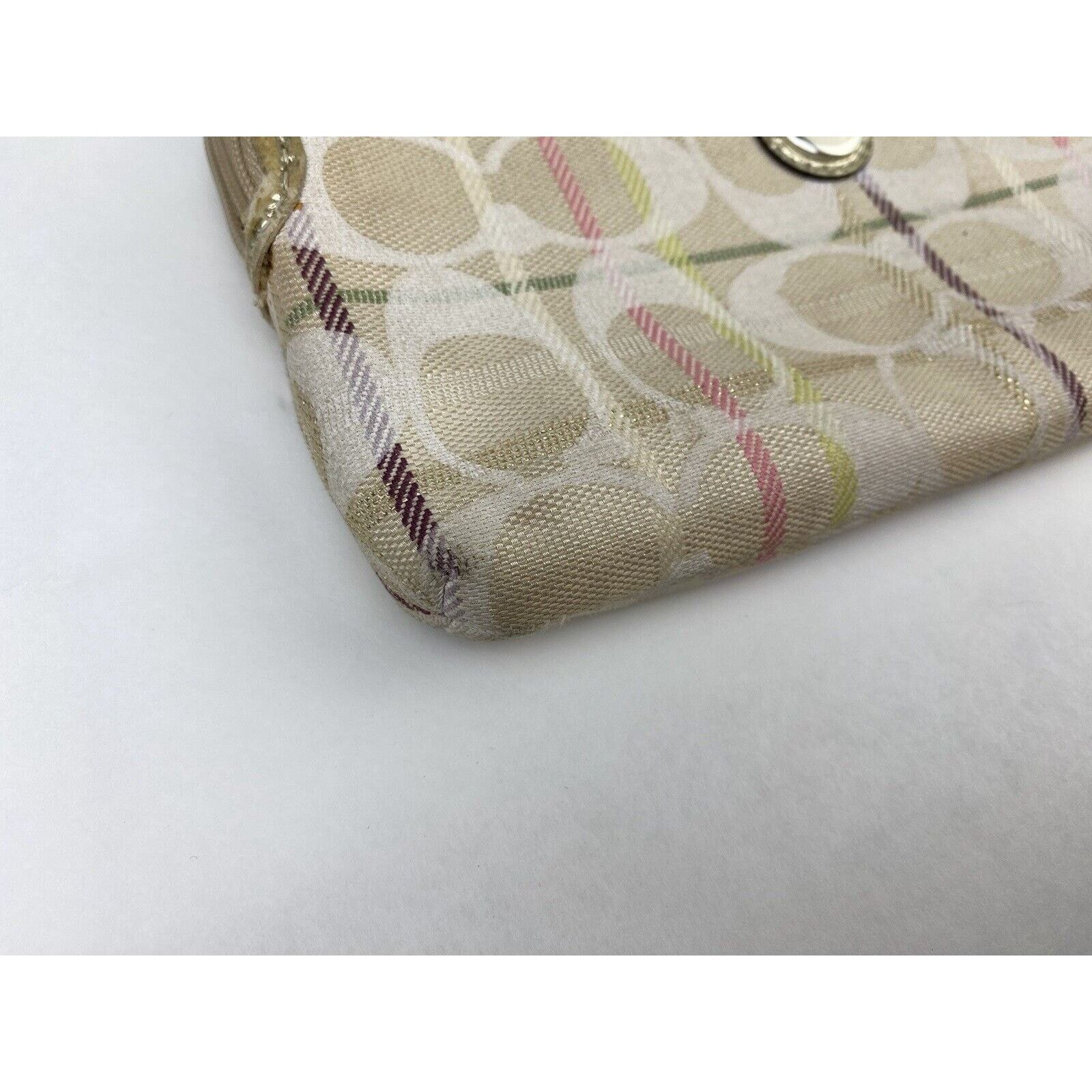 Coach VTG Coach Poppy Tan Tartan Plaid Purse Wristlet Metallic Size ONE SIZE - 3 Thumbnail