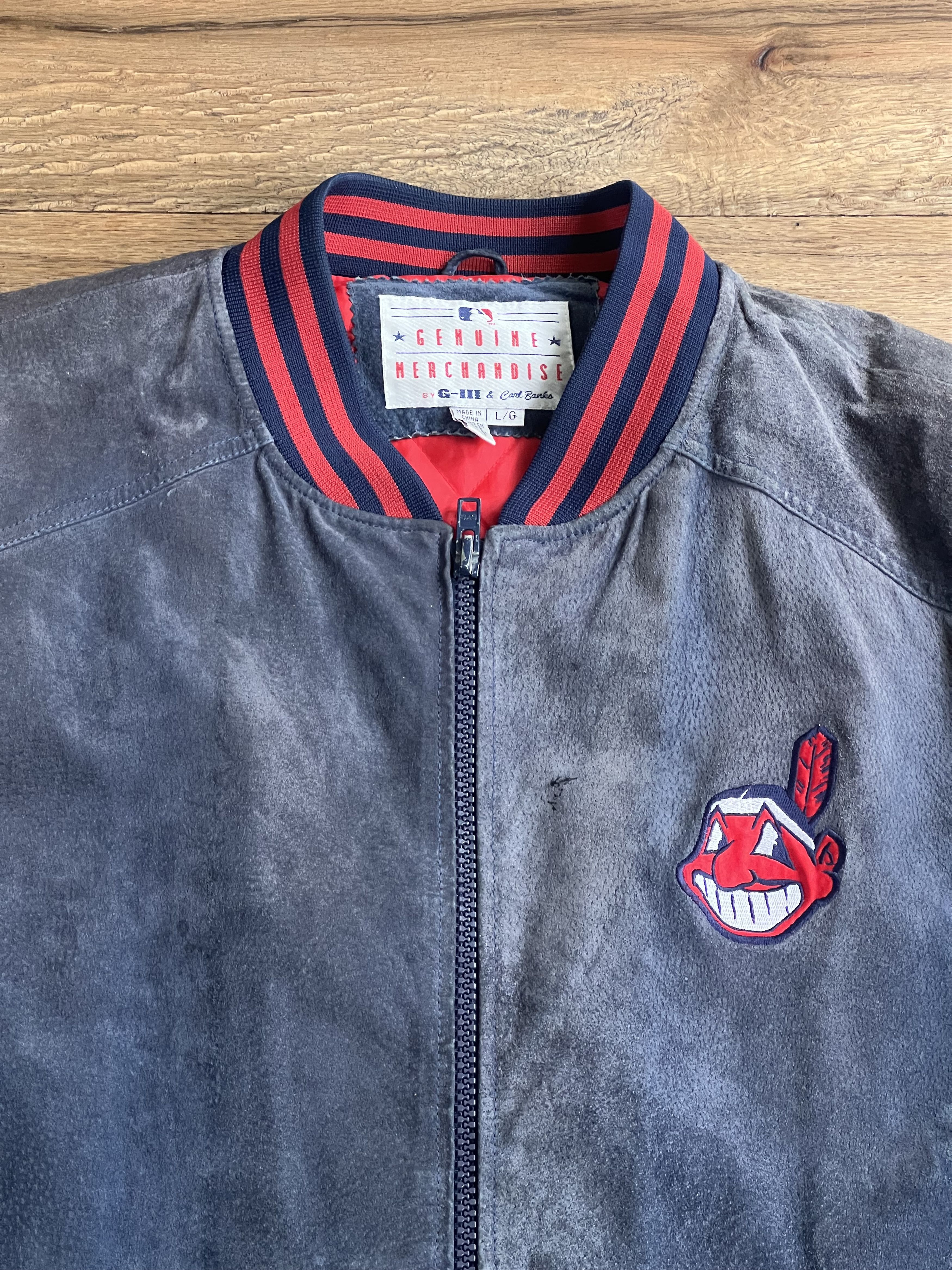 G-III Cleveland Indians 1990's Suede Leather Jacket Sz L Size US L / EU 52-54 / 3 - 3 Thumbnail