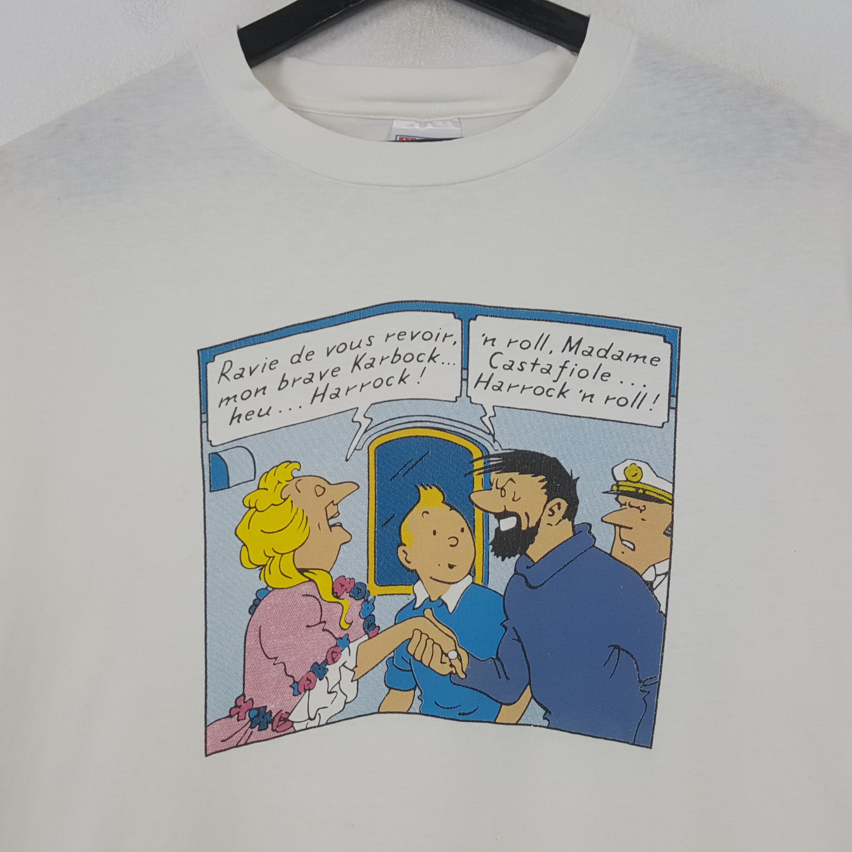 Hanes TINTIN AMERICAN Cartoon Vintage Tshirt C285N29 Size US XL / EU 56 / 4 - 2 Thumbnail