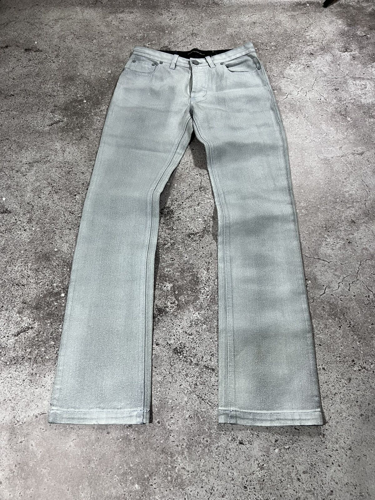 Balenciaga Deadstock Balenciaga 2008 Silver Painted Denim Jeans Size 27 Size US 27 - 3 Thumbnail