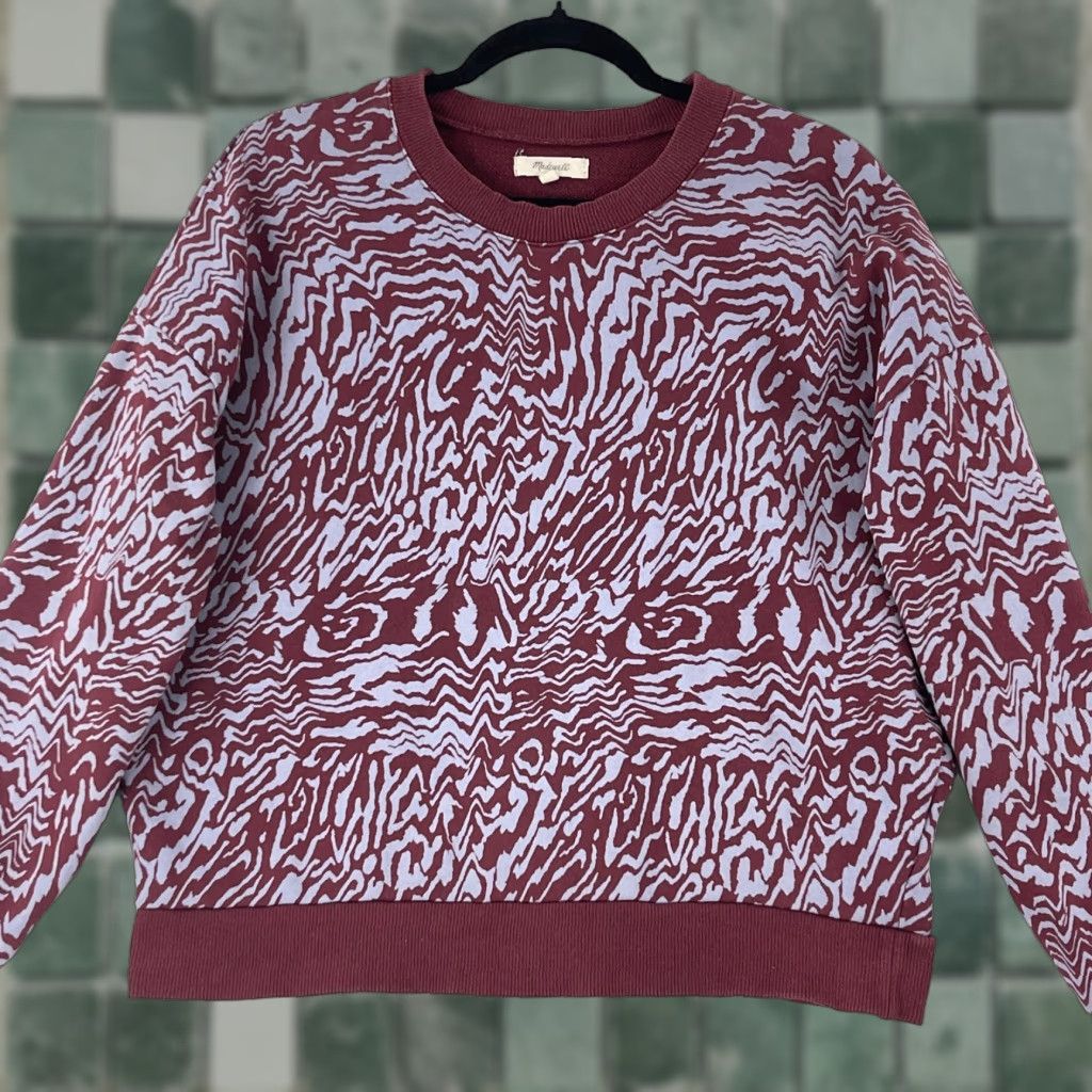 Madewell Madewell Sweater Womens Small Burgundy Tiger Print Crew Neck Long Sleeve Casual Size S / US 4 / IT 40 - 1 Thumbnail