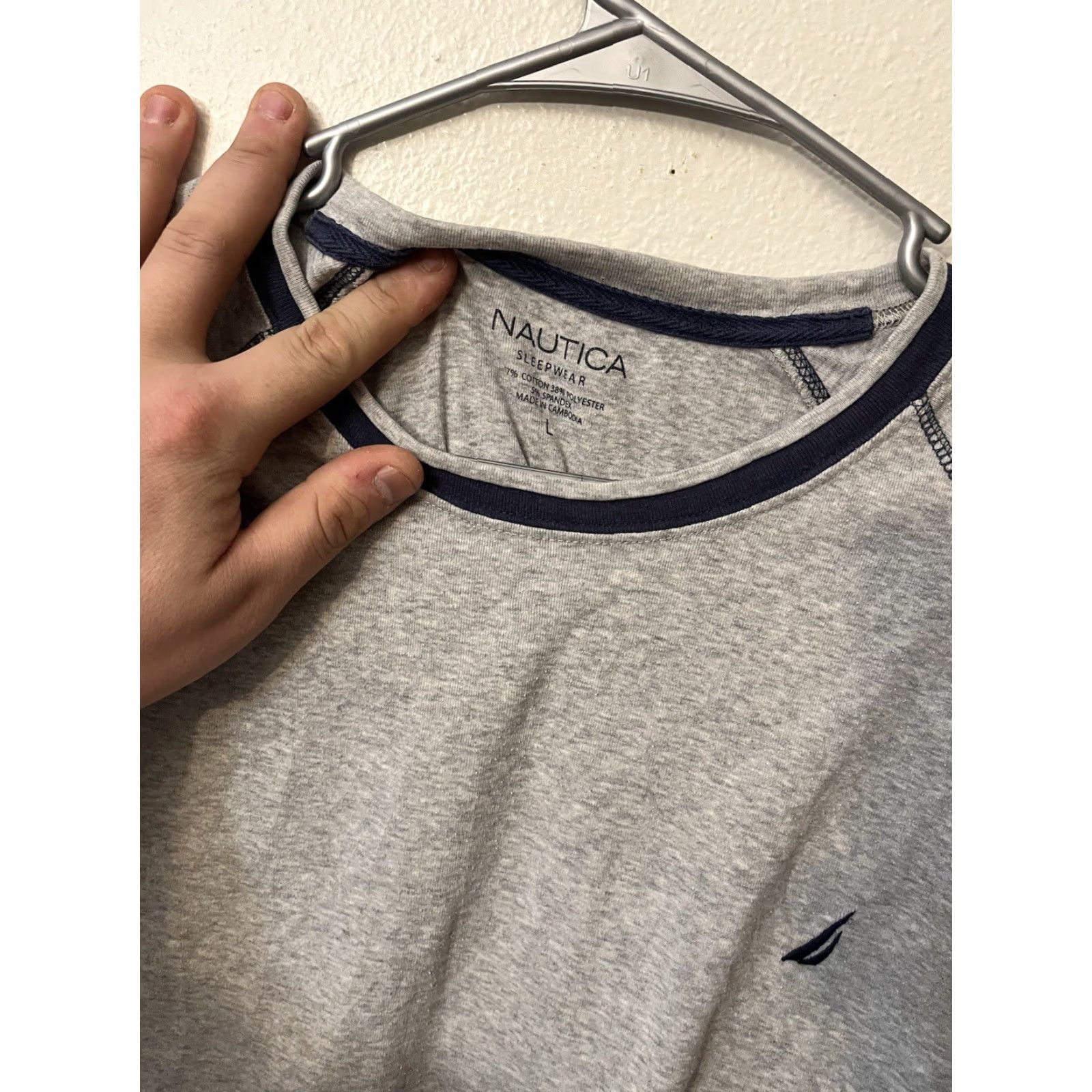 Nautica Nautica Men's Stretch Crew Neck Gray Solid T-Shirts Size Large Sleepwear Size US L / EU 52-54 / 3 - 2 Thumbnail