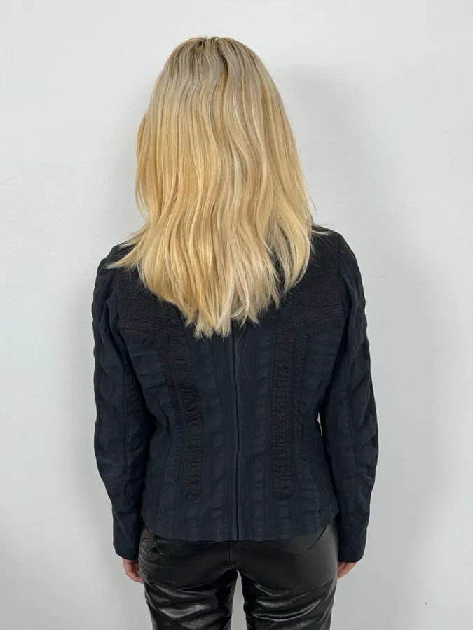 Dries Van Noten Dries Van Noten Dark Navy Hybrid Plissed Blazer Jacket Size 38R - 3 Thumbnail