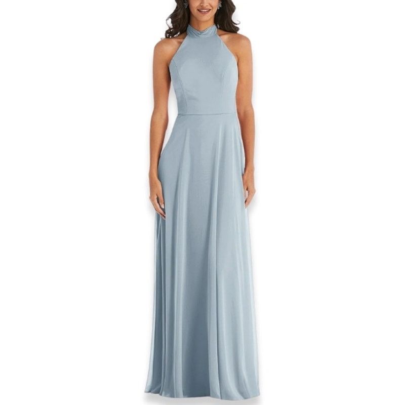 After Six After Six Maxi Dress Halter Backless High Neck Blue 14 NWOT Size XL / US 12-14 / IT 48-50 - 1 Thumbnail