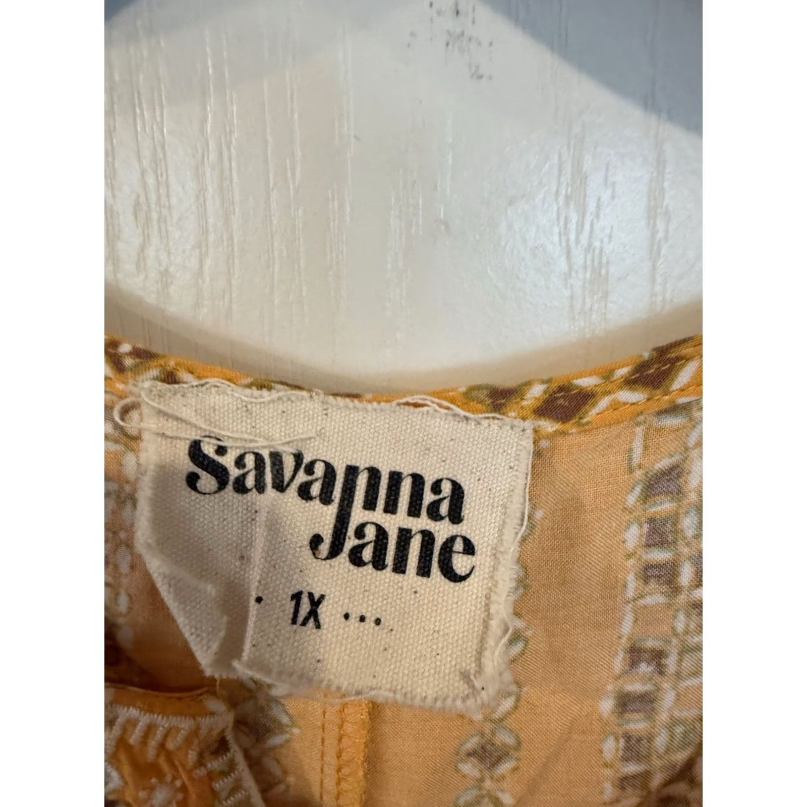 Vintage Savanna Jane Blouse Shirt Plus 1X Yellow Embroidered Flutter Sleeve Mellow Yellow Womens Size XL / US 12-14 / IT 48-50 - 2 Thumbnail