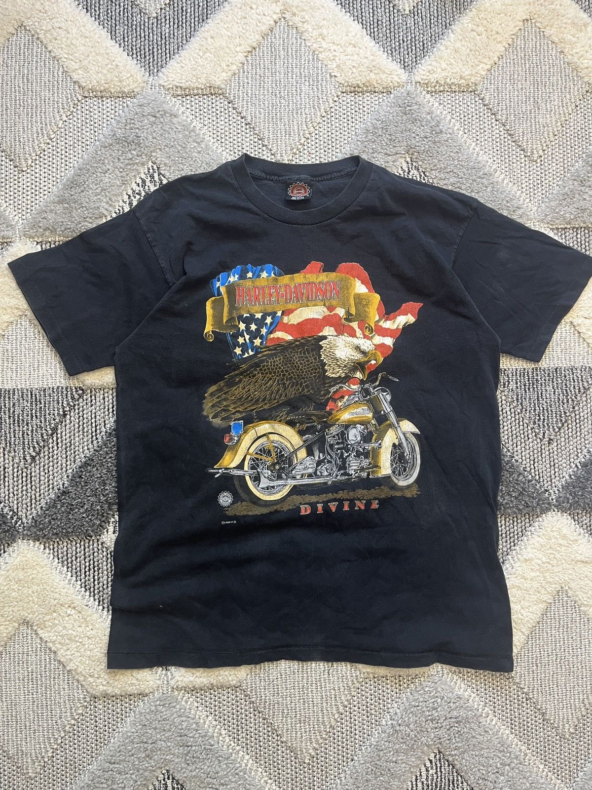 Harley Davidson × Vintage HARLEY DAVIDSON VINTAGE 1996 BIG LOGO T SHIRT MOTO EAGLE USA Size US XL / EU 56 / 4 - 1 Thumbnail