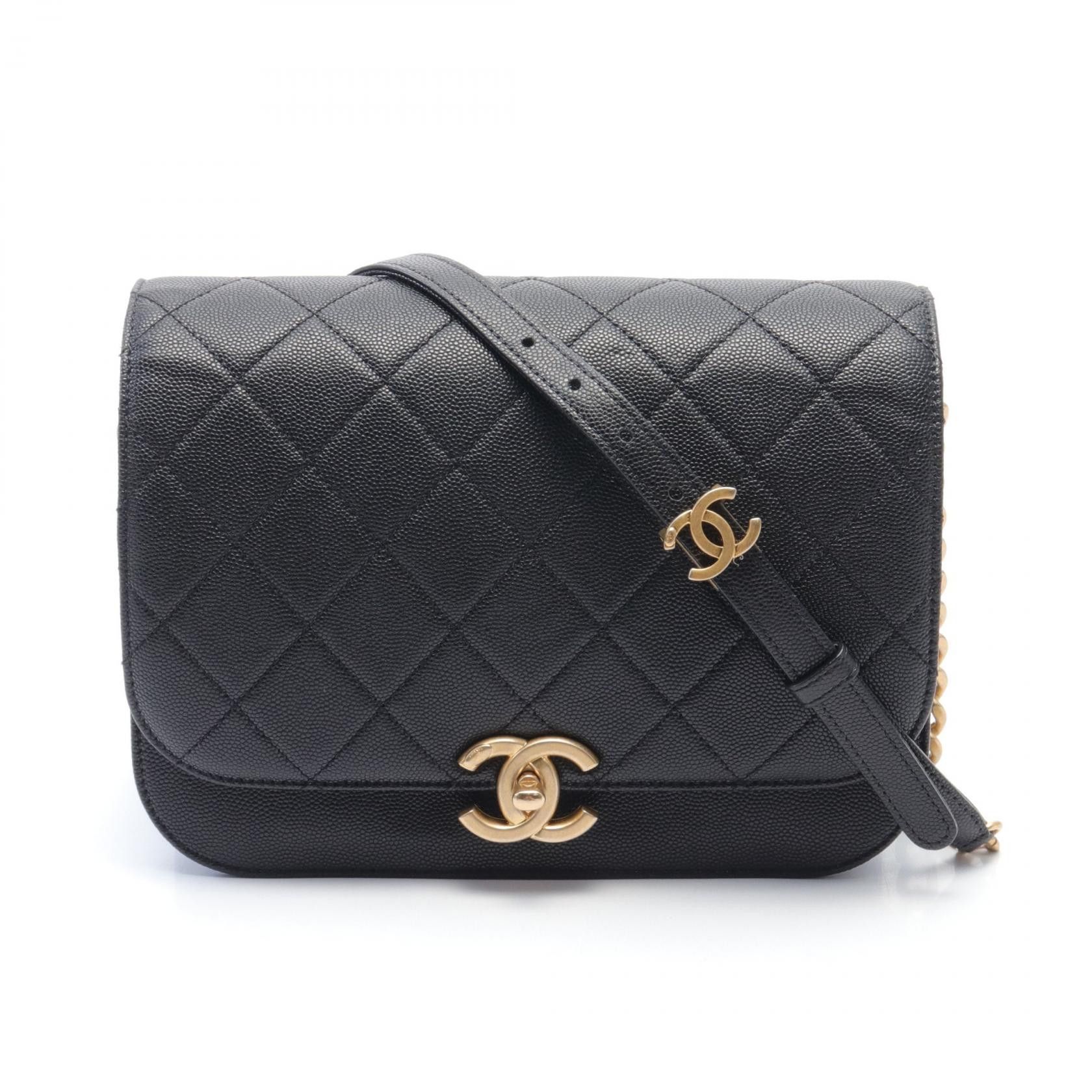 Chanel Chanel CC Quilted Caviar Flap Bag Leather Shoulder Bag in Great Condition Size ONE SIZE - 1 Thumbnail