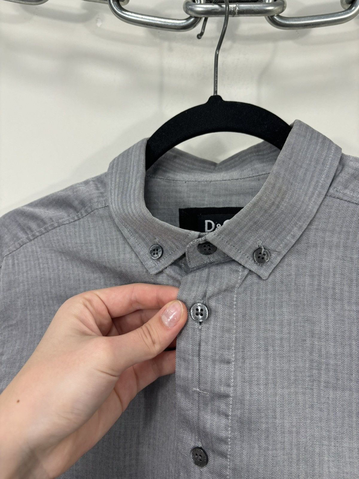 Dolce & Gabbana Dolce & Gabbana Men’s Slim Herringbone Button Down Shirt Size US M / EU 48-50 / 2 - 7 Thumbnail