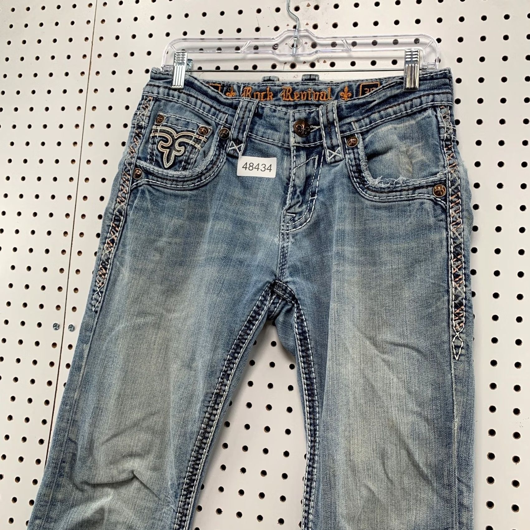 Vintage Rock Revival Denim Jeans Mens 30x29 Blue Slim Boot Cut Embroidered Leather Y2K Size US 30 / EU 46 - 7 Thumbnail