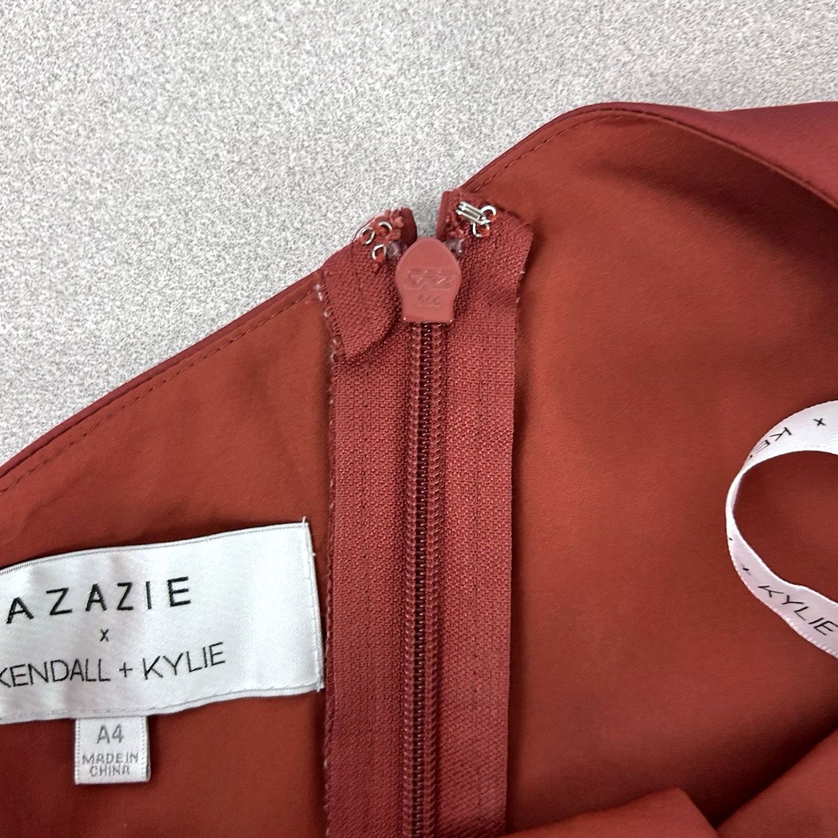 Vintage Bridesmaid Dress Azazie Kendall + Kylie A4 Terracotta One Shoulder Red Sleeveless Polyester Dress Size ONE SIZE - 5 Thumbnail