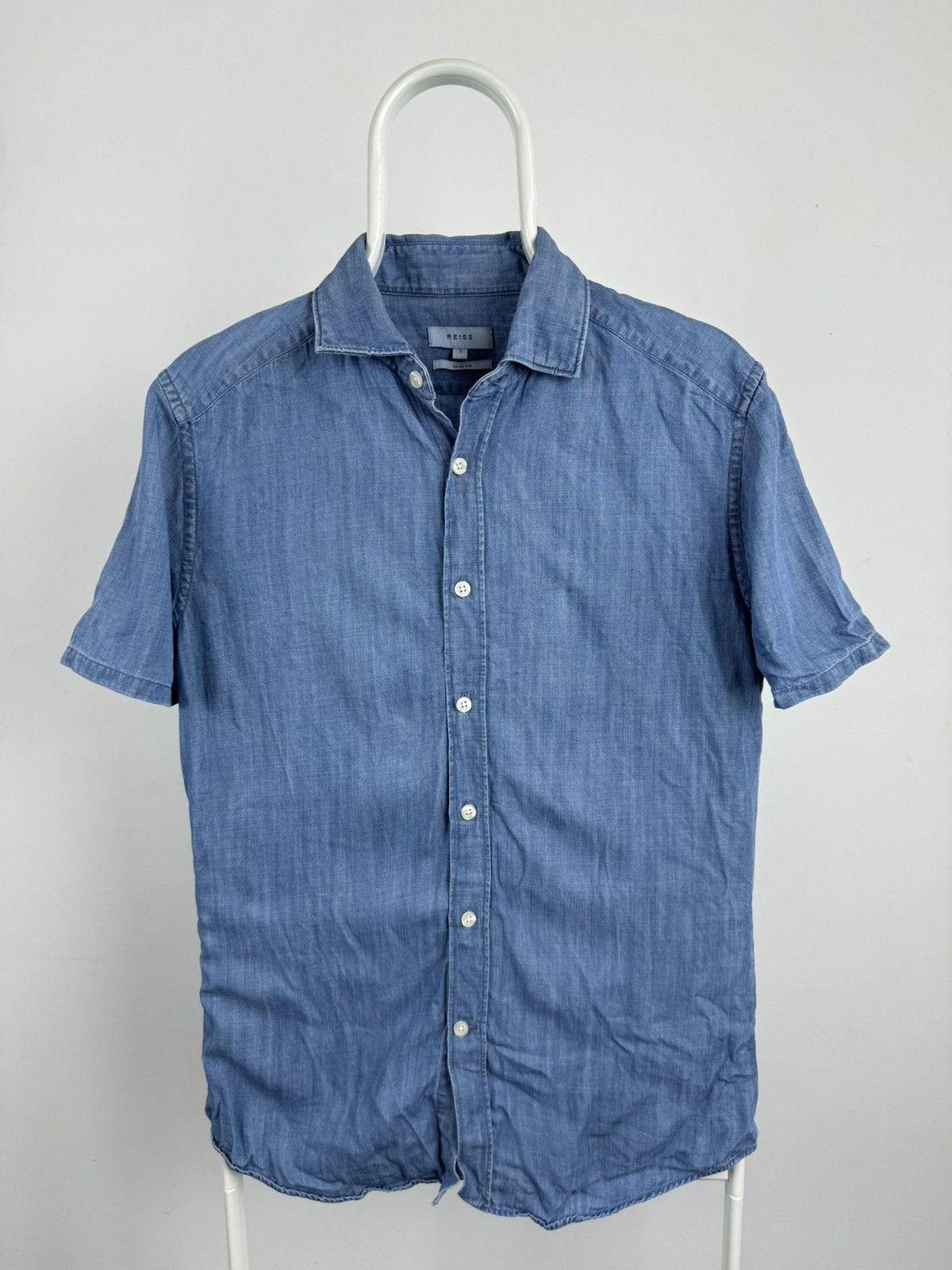 Reiss Reiss Washed Light Blue Shirt Sleeve Shirt Size US S / EU 44-46 / 1 - 1 Thumbnail