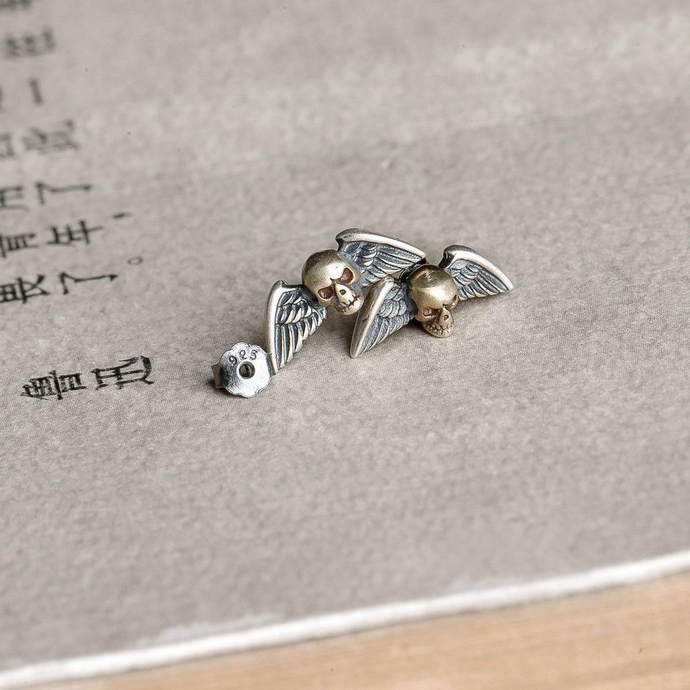 Jewelry Skull Modern Earrings One Pairs Chrome Jewelry Size ONE SIZE - 2 Thumbnail