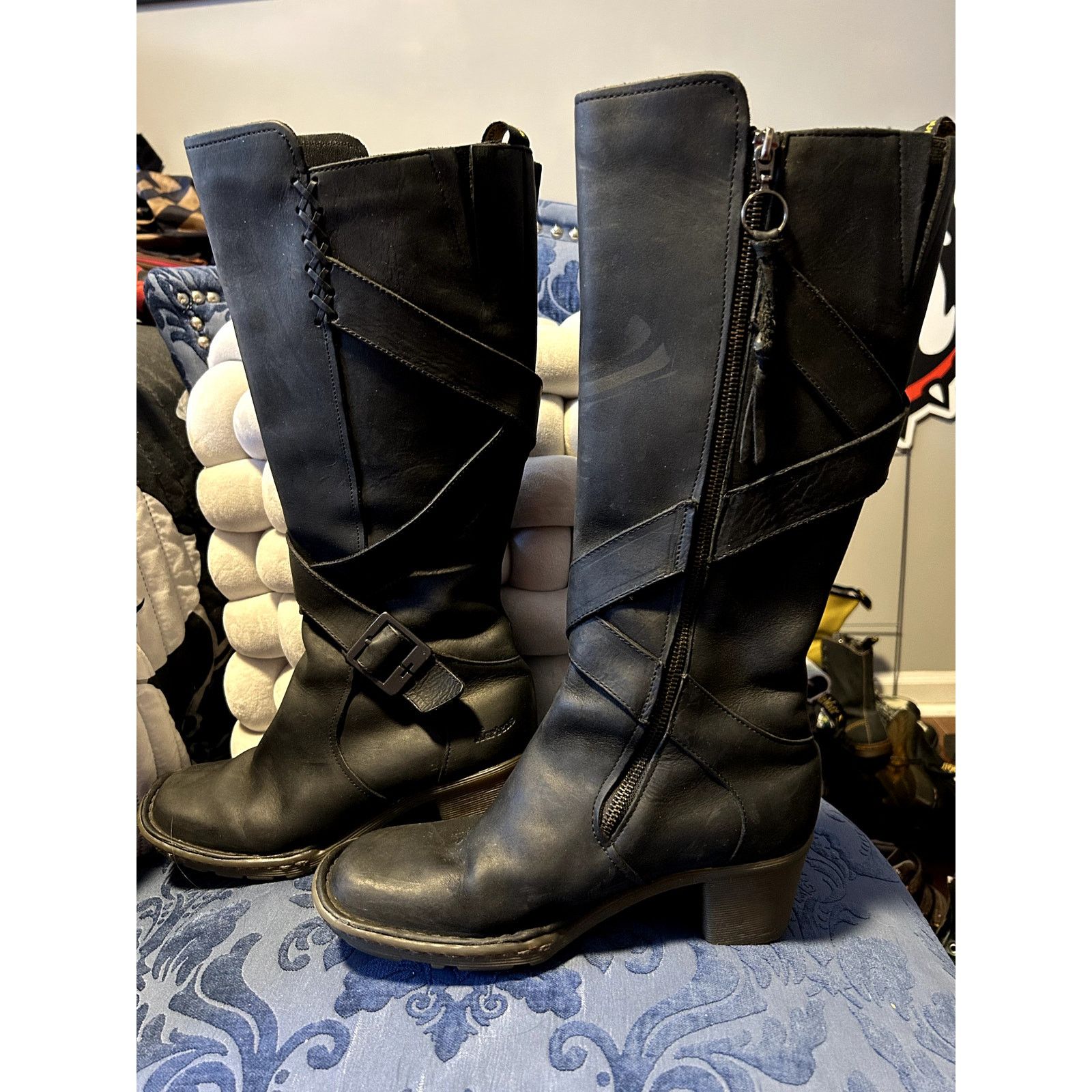 Dr. Martens Dr Martens 11448 Black Block Heel Riding Boot Size 8/EU 39 Size US 8 / IT 38 - 2 Thumbnail