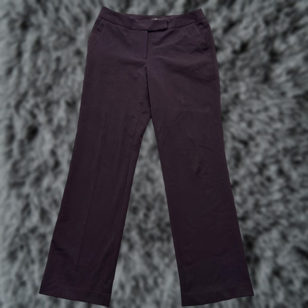 Vintage Rafaella Pants Women Size 8 Office Minimalist Chic Stretch Workwear Y2K Style Purple Solid Straight 30in Inseam Size 30" / US 8 / IT 44 - 1 Thumbnail