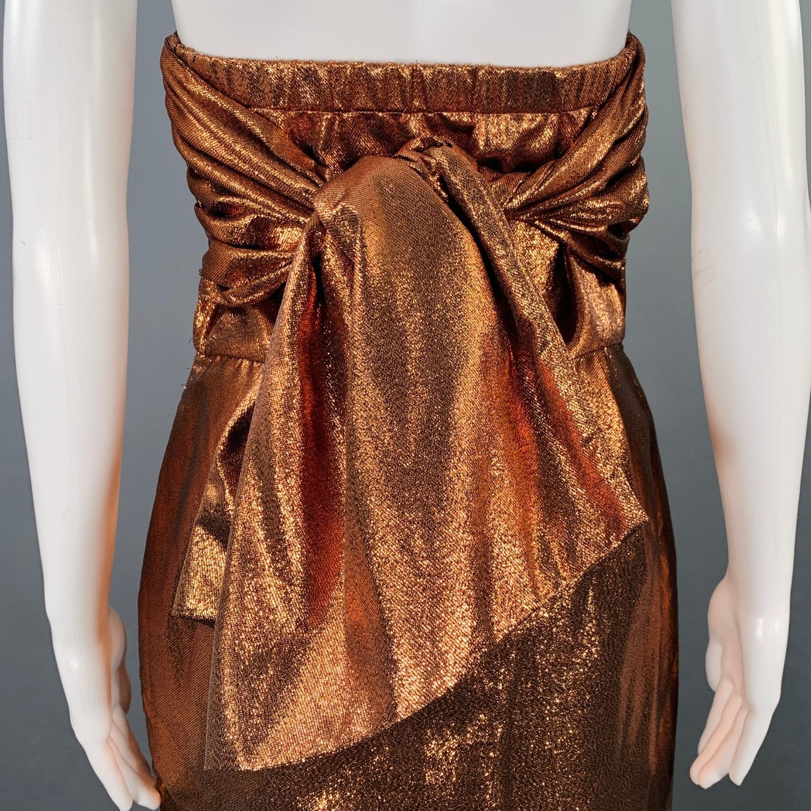Other Size S Gold Metallic Shiny Strapless Cocktail Dress Size S / US 4 / IT 40 - 4 Thumbnail
