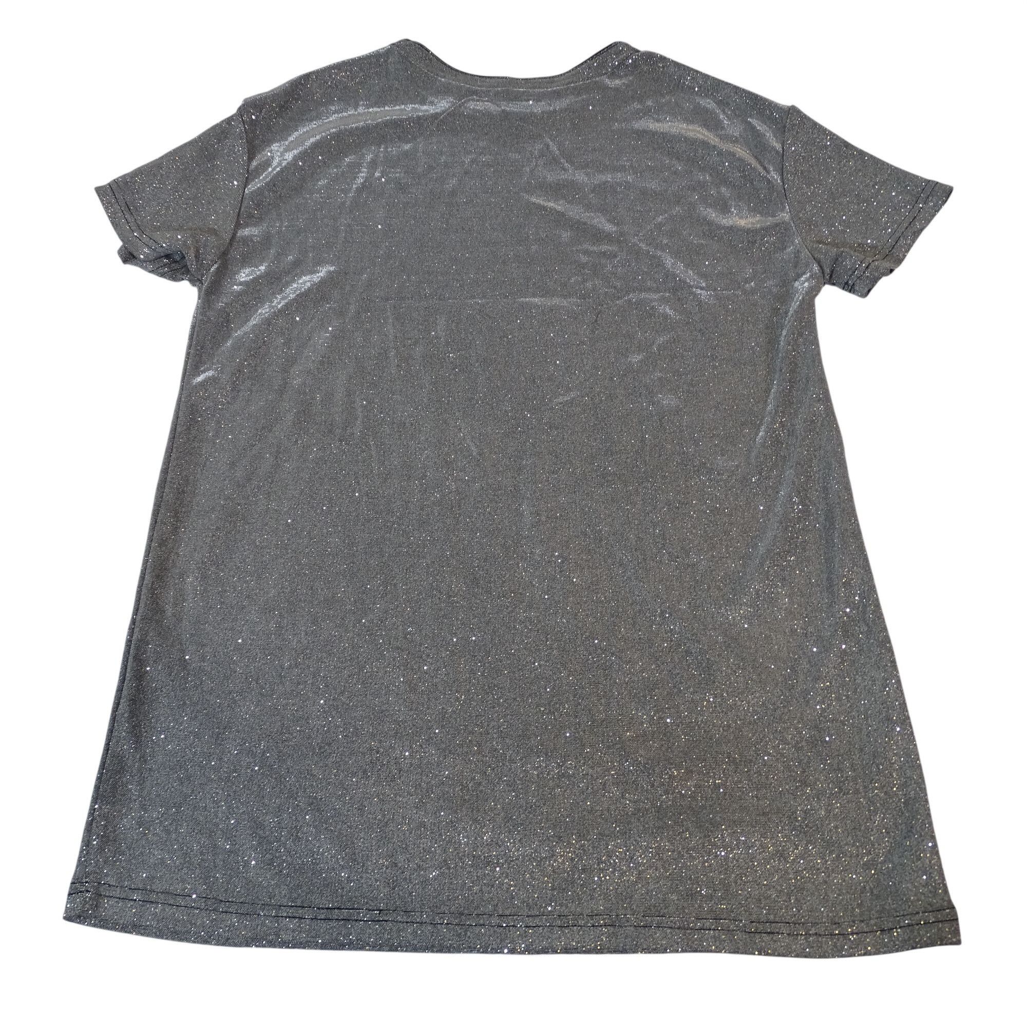Other Grey Silver Glitter Short Sleeve Crew Neck Mini Dress Women Size M / US 6-8 / IT 42-44 - 3 Thumbnail