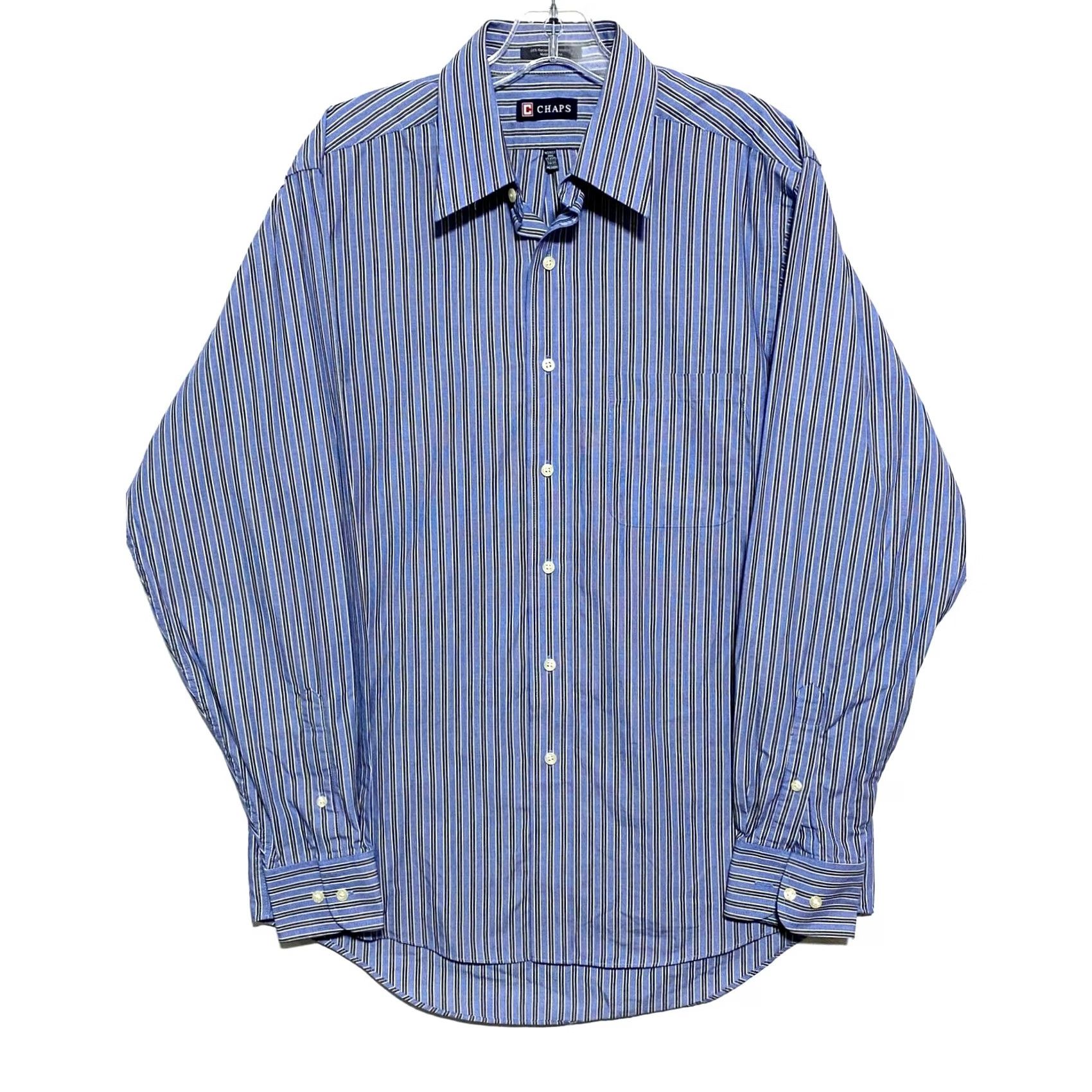 Chaps Chaps Dress Shirt Mens 15.5 34/35 M Wrinkle Resistant Button-Down Blue Striped Casual Business Size US L / EU 52-54 / 3 - 2 Thumbnail