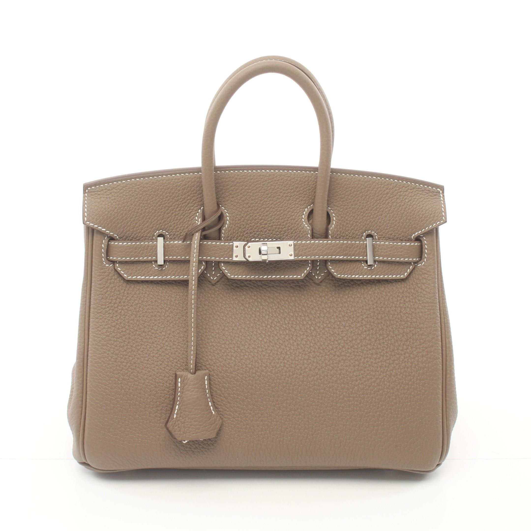 Hermes Hermes Birkin 25 Etoupe Handbag Clemence Leather Gray Brown Silver Hardware B Stamp Size ONE SIZE - 1 Thumbnail