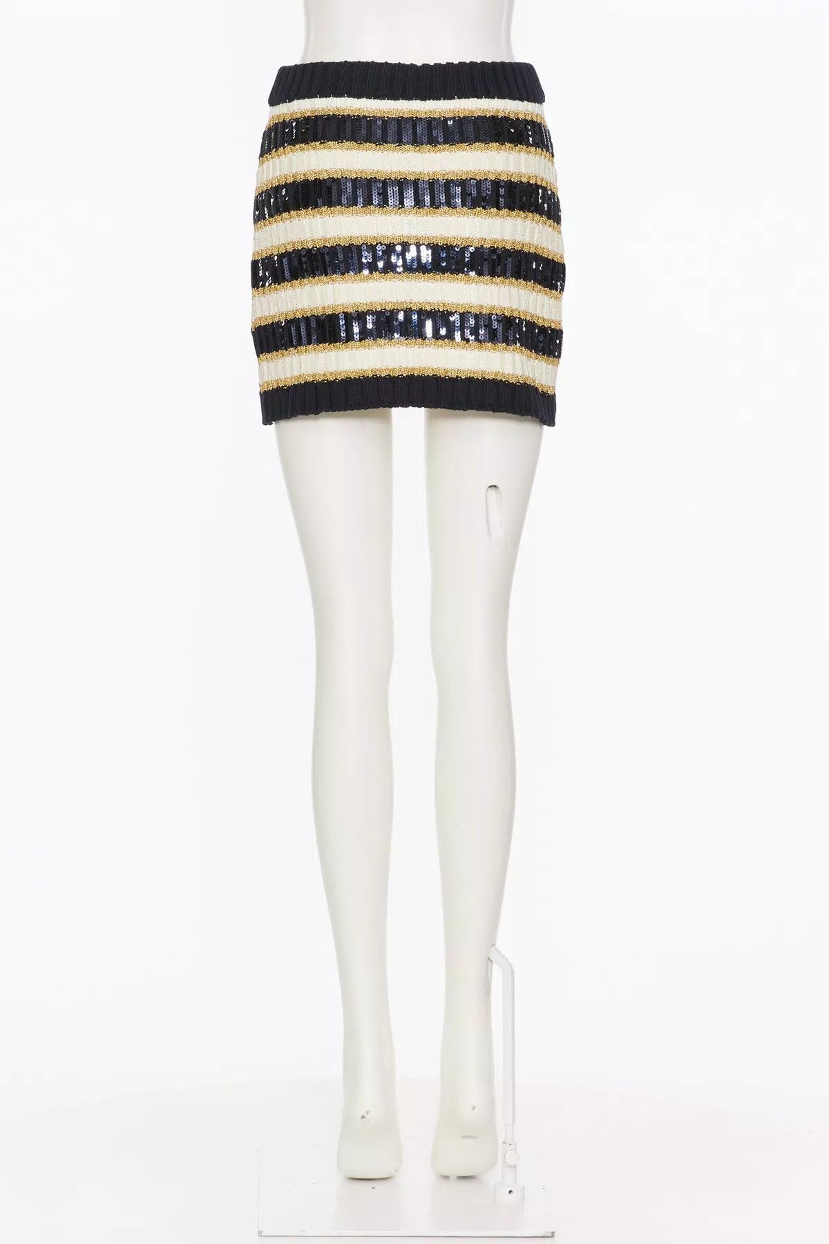 Valentino o1s1wg110925 Mini Skirt in Nevy Blue/Avorio Size 26" / US 2 / IT 38 - 3 Thumbnail