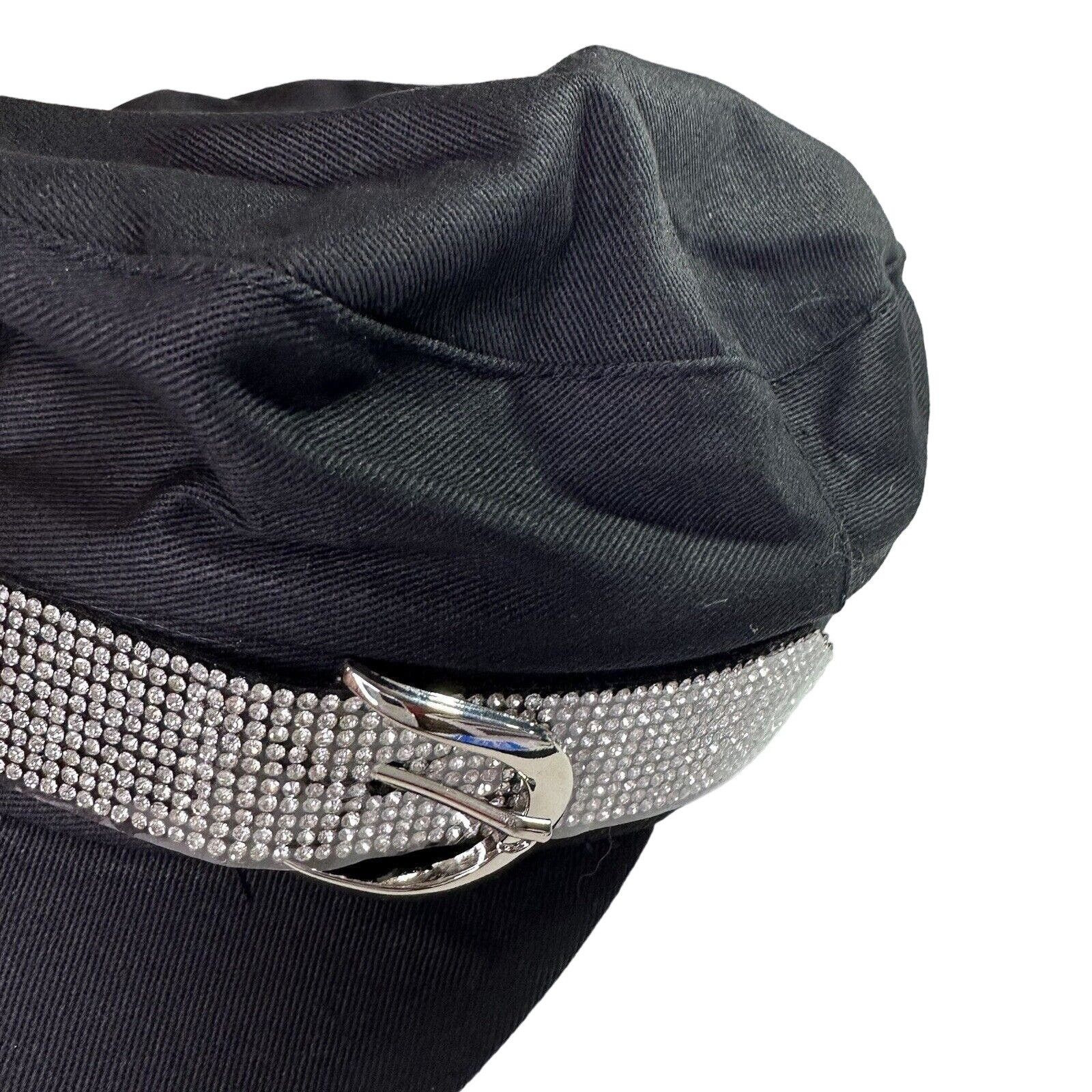 (di)vision Beret Black Cotton Rhinestone Cap Retro Painter Newsboy Hat Size ONE SIZE - 3 Thumbnail