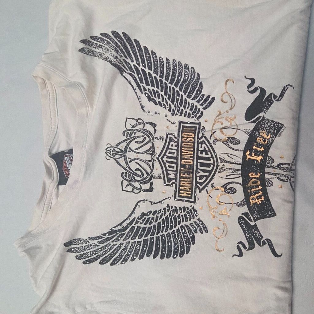 Harley Davidson Harley-Davidson women's X-large white shirt Vintage y2k Size XL / US 12-14 / IT 48-50 - 3 Thumbnail