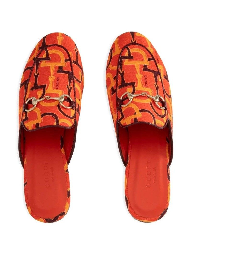 Gucci NIB Gucci Princetown orange leather horsebit mules IT 38 Size US 8 / IT 38 - 1 Thumbnail