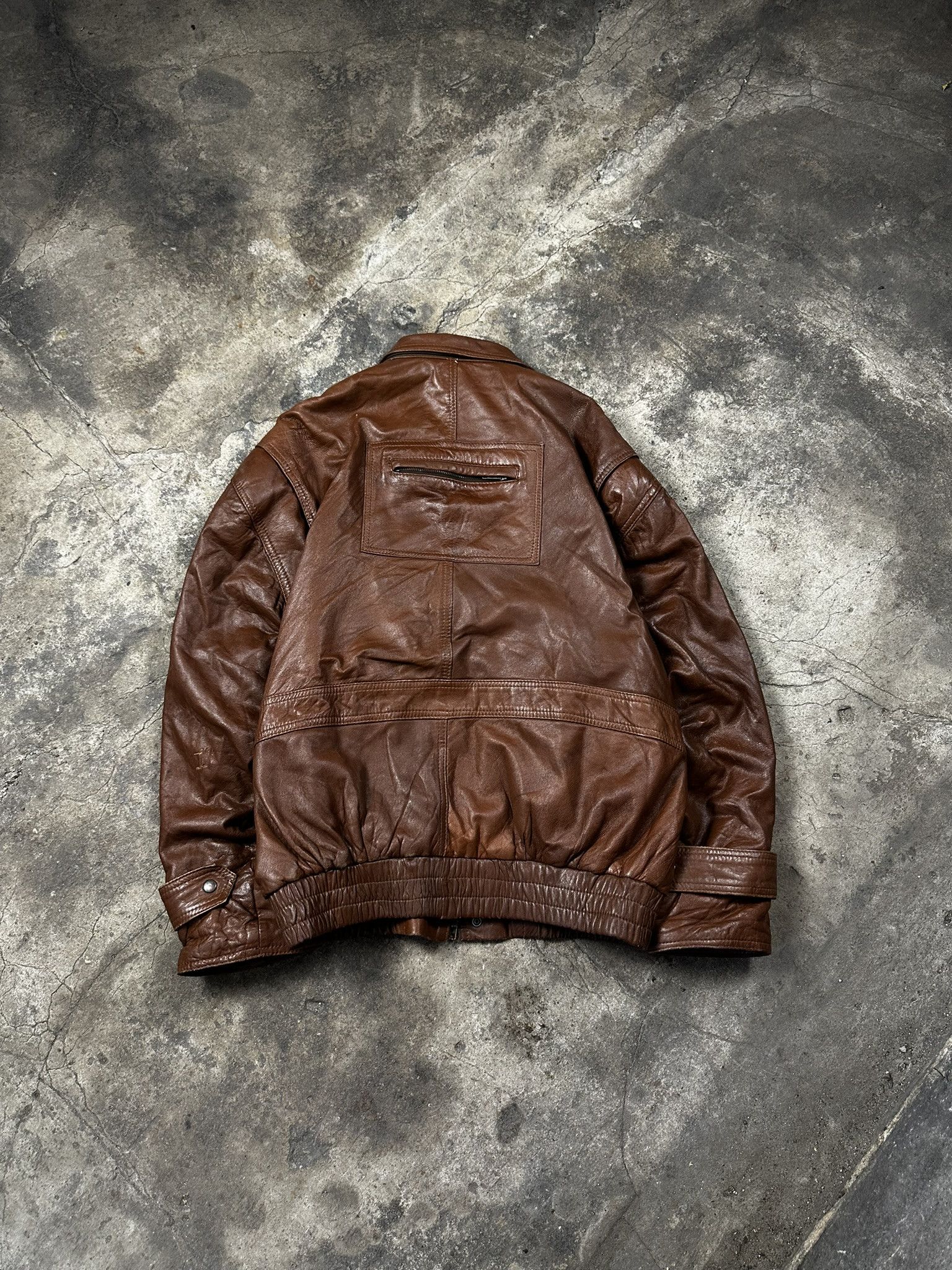 Leather 80s Vintage Leather Bomber Jacket Size US XL / EU 56 / 4 - 5 Thumbnail